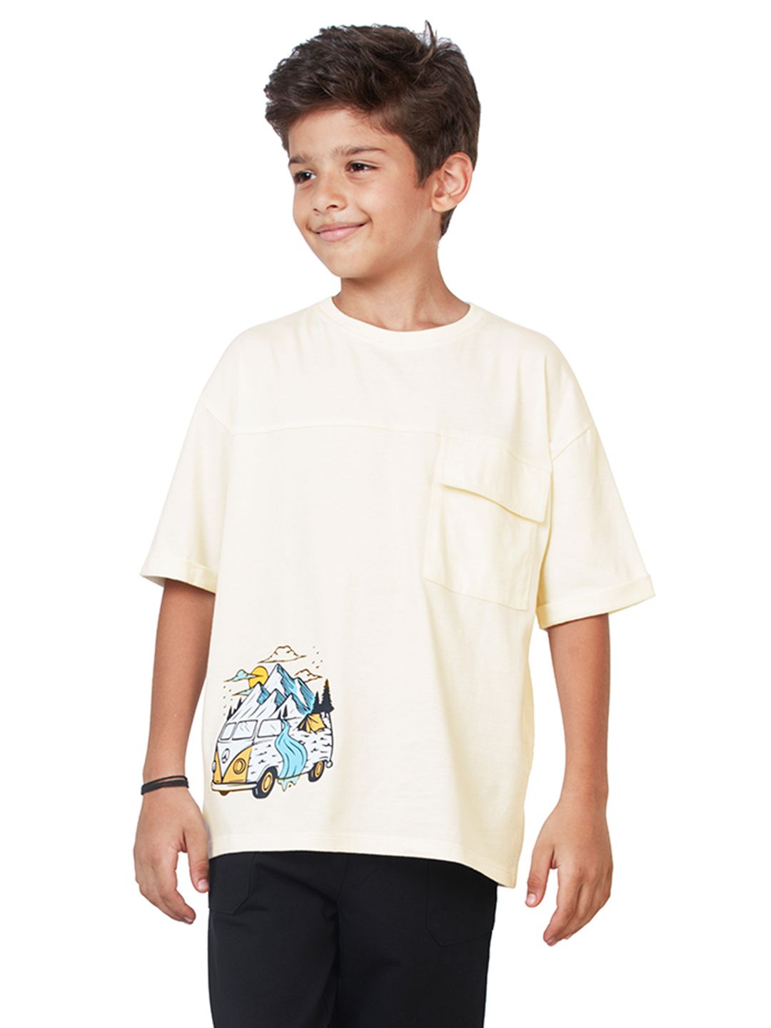 My Milestones Boys Graphic Printed Round Neck Drop Shoulder Sleeves Cotton T-shirt-picture-26
