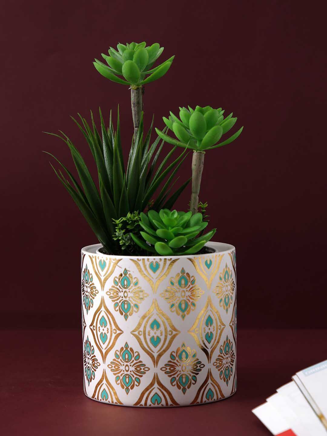 TAYHAA White Mandala Printed Ceramic Planter-image-39