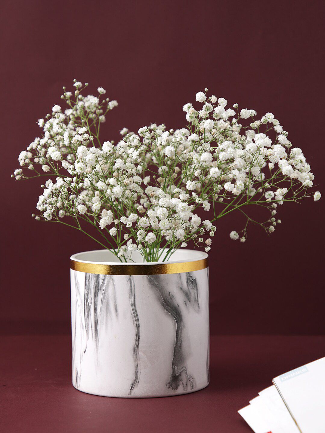 TAYHAA White & Black Marble Pattern Ceramic Planter-picture-30