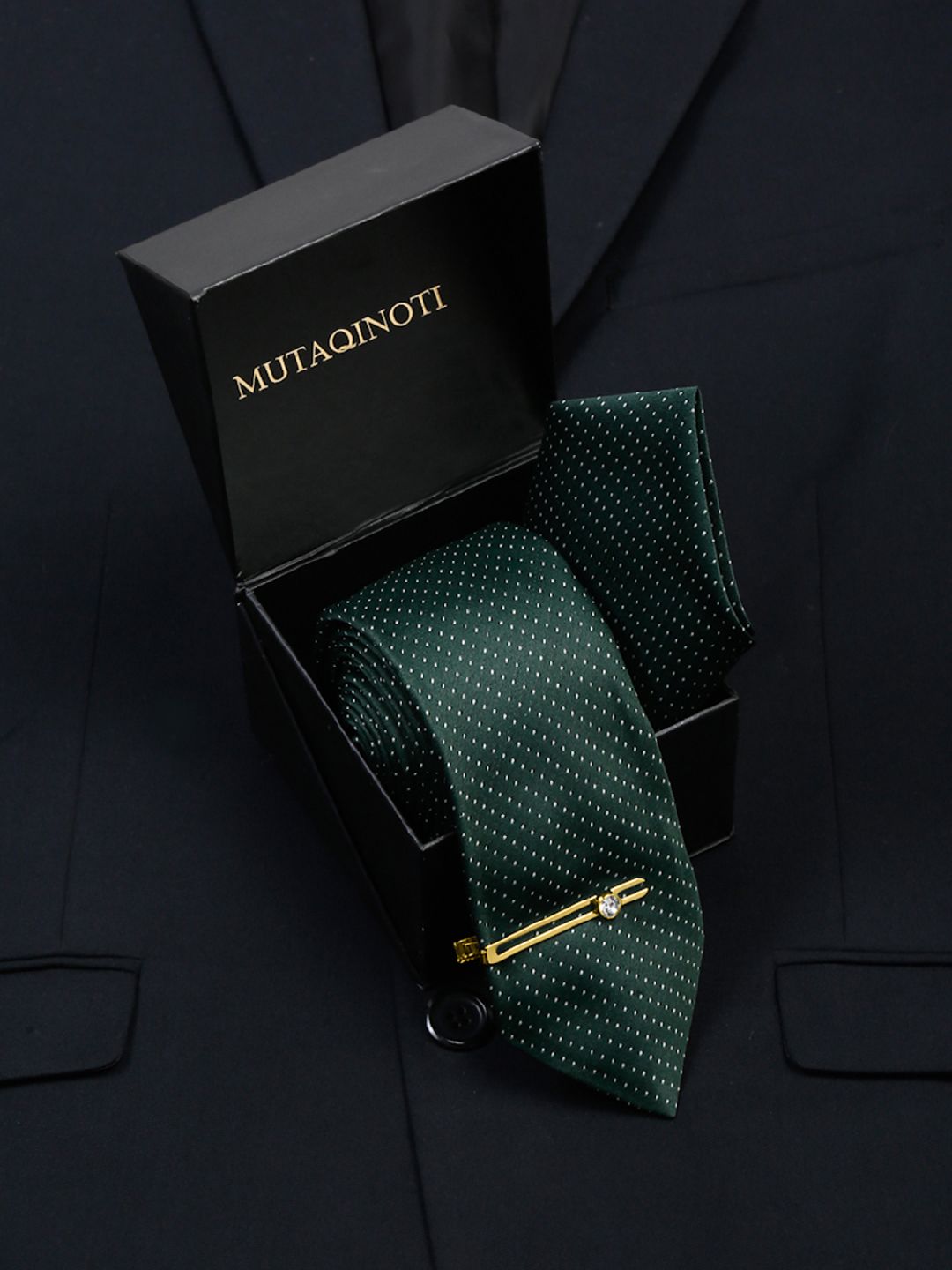 MUTAQINOTI Men Dotted Silk Necktie Accessory Gift Set-picture-29