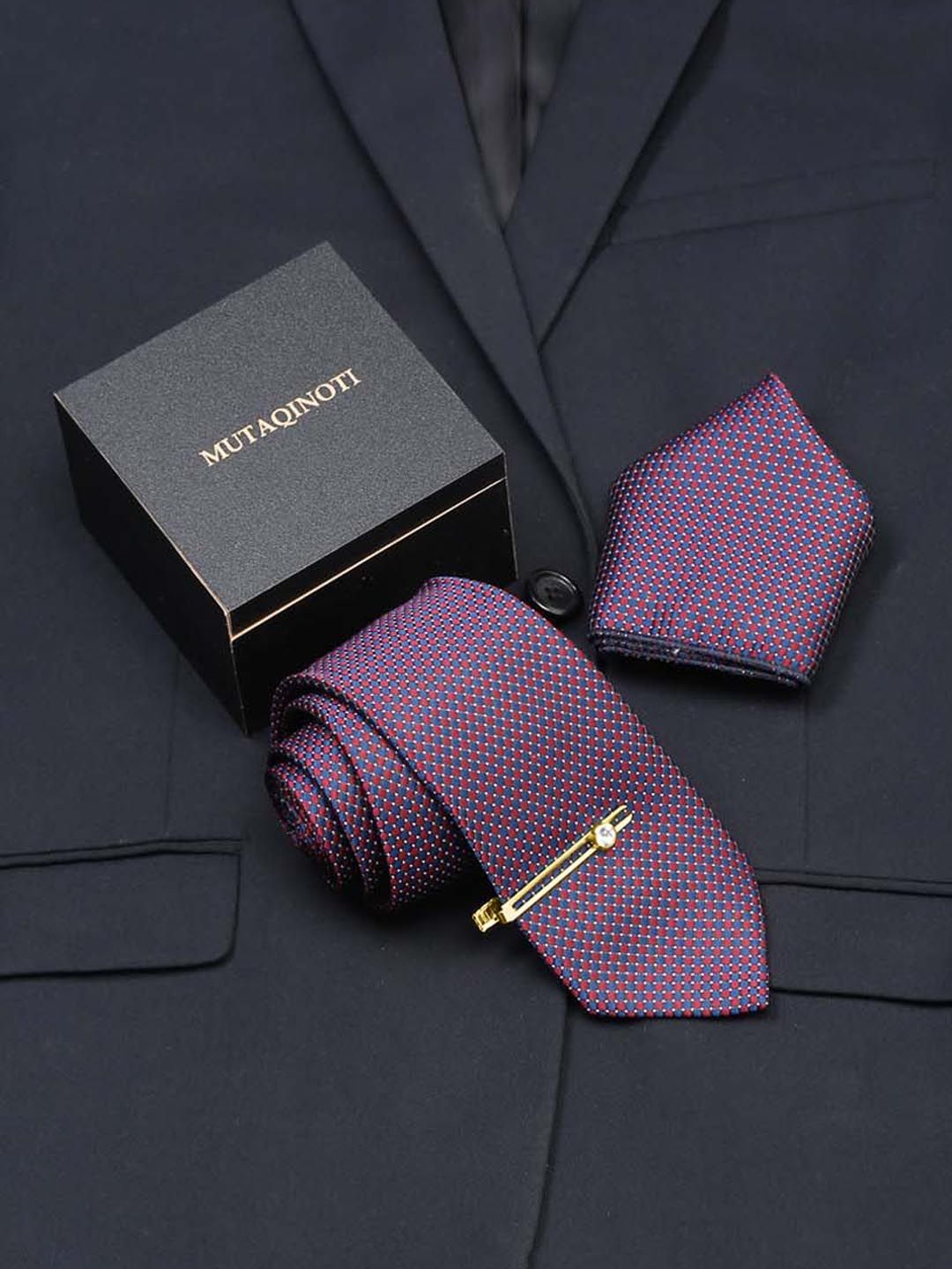 MUTAQINOTI Men Silk Necktie With Golden Tiepin Accessory Gift Set-picture-12