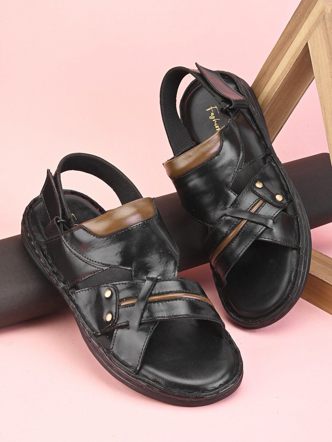 Fashion Victim Men Open Toe Leather Comfort Sandals With Velcro Closure-picture-15