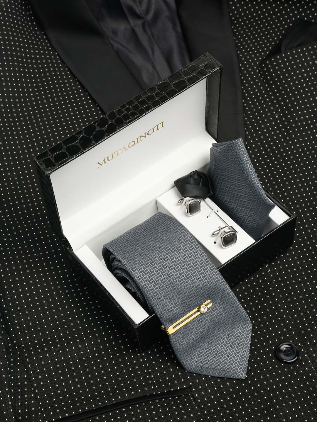 MUTAQINOTI Men Formal Silk Accessory Gift Set-picture-11
