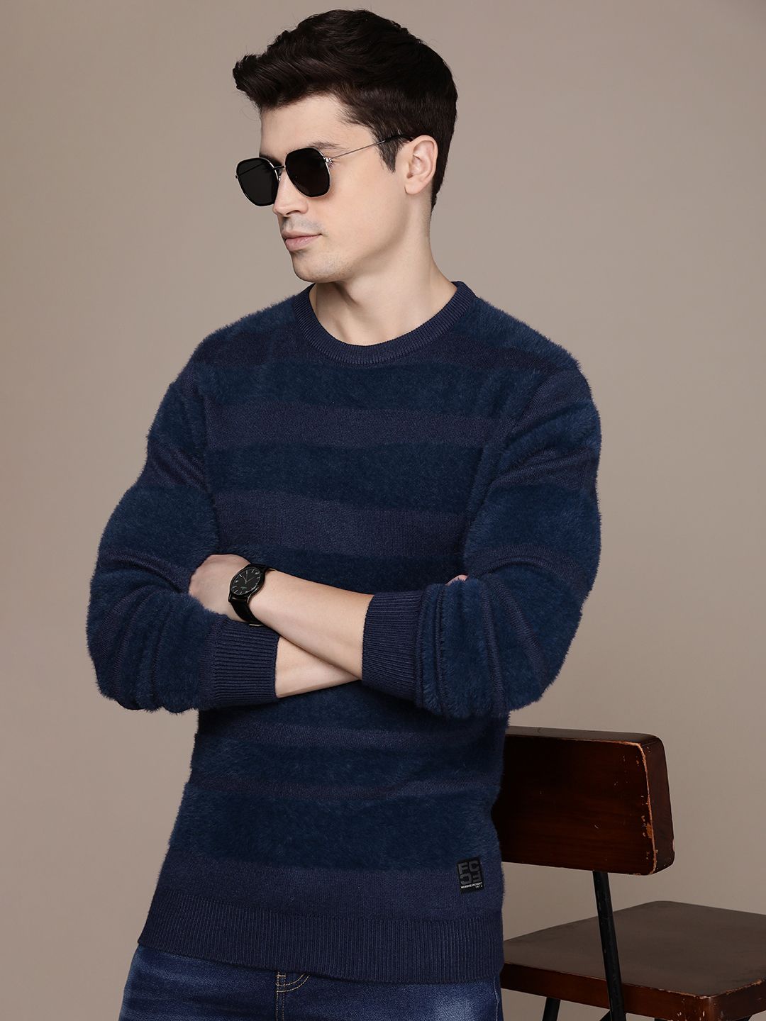 French Connection Round Neck Sweater with Fuzzy Detail-picture-13
