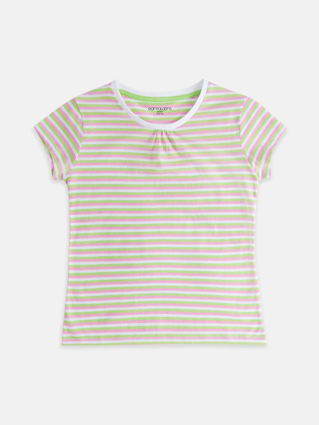 Pantaloons Junior Girls Striped Cotton T-shirt-picture-20