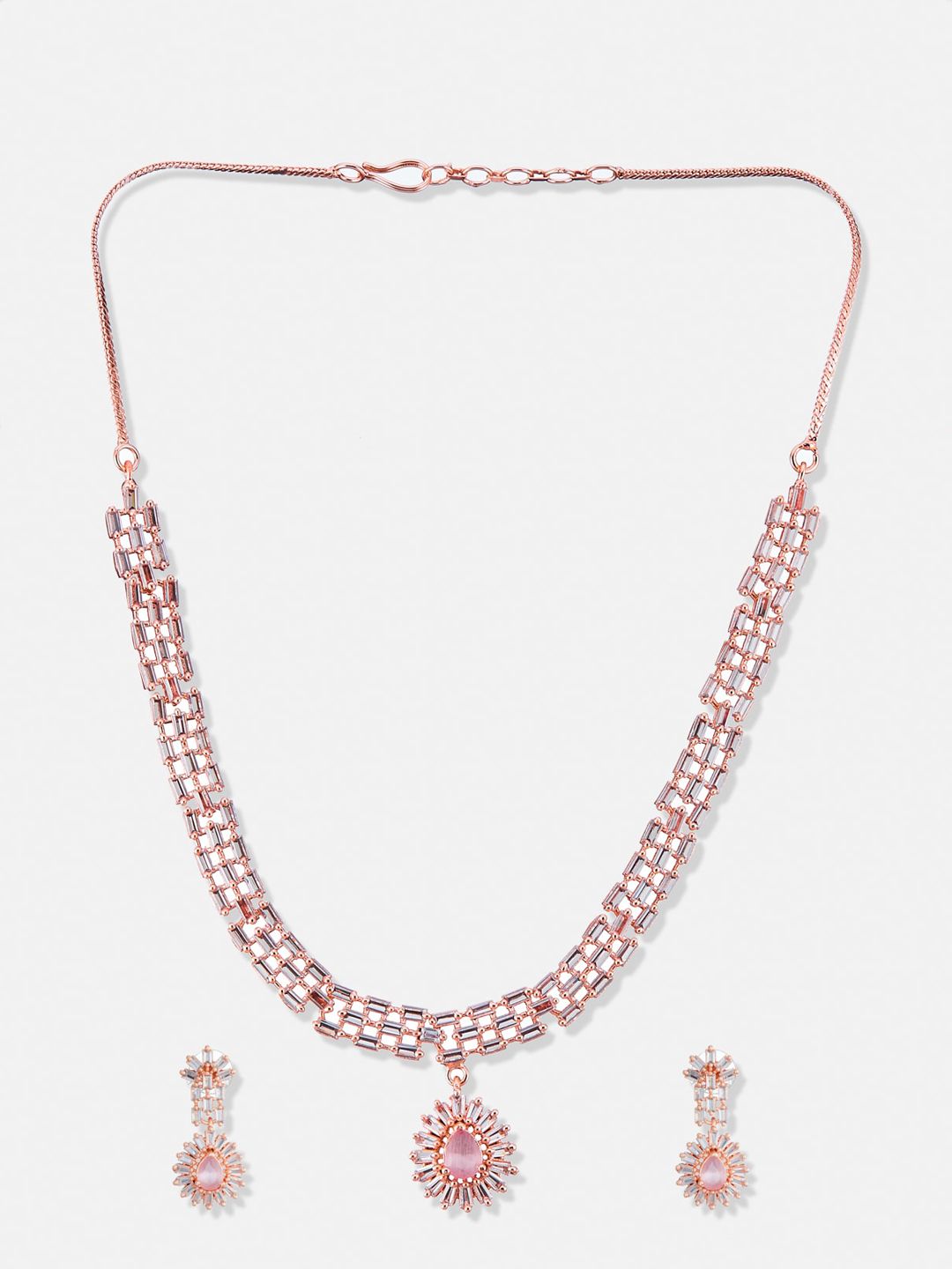 ATIBELLE Rose Gold-Plated AD-Studded Jewellery Set
