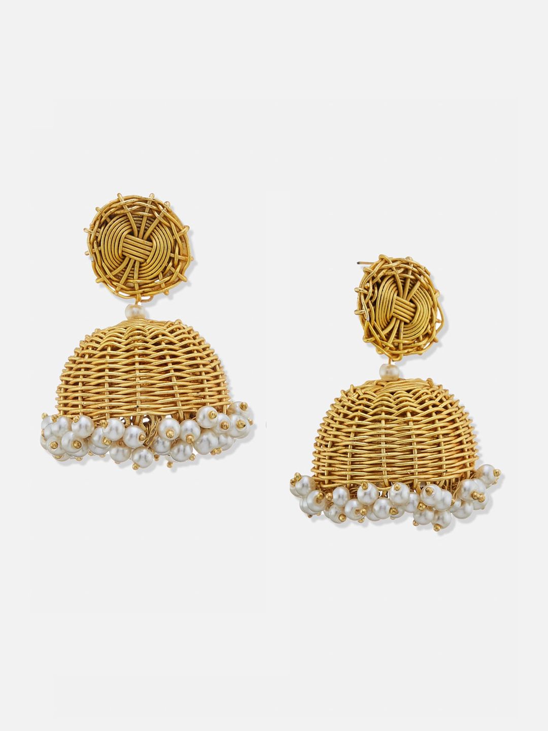 ATIBELLE Gold-Plated Dome Shaped Jhumkas Earrings