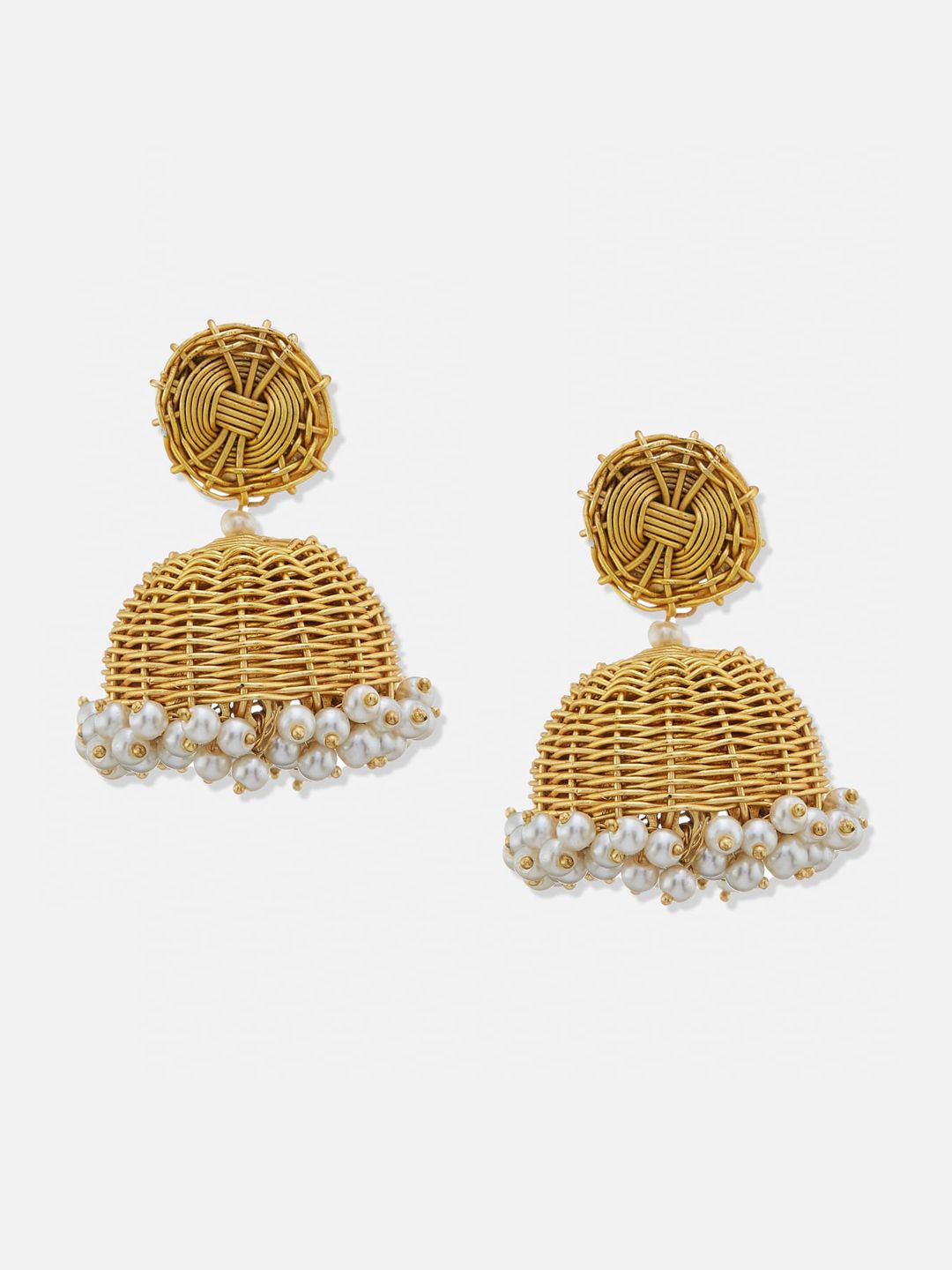ATIBELLE Gold-Plated Dome Shaped Jhumkas Earrings