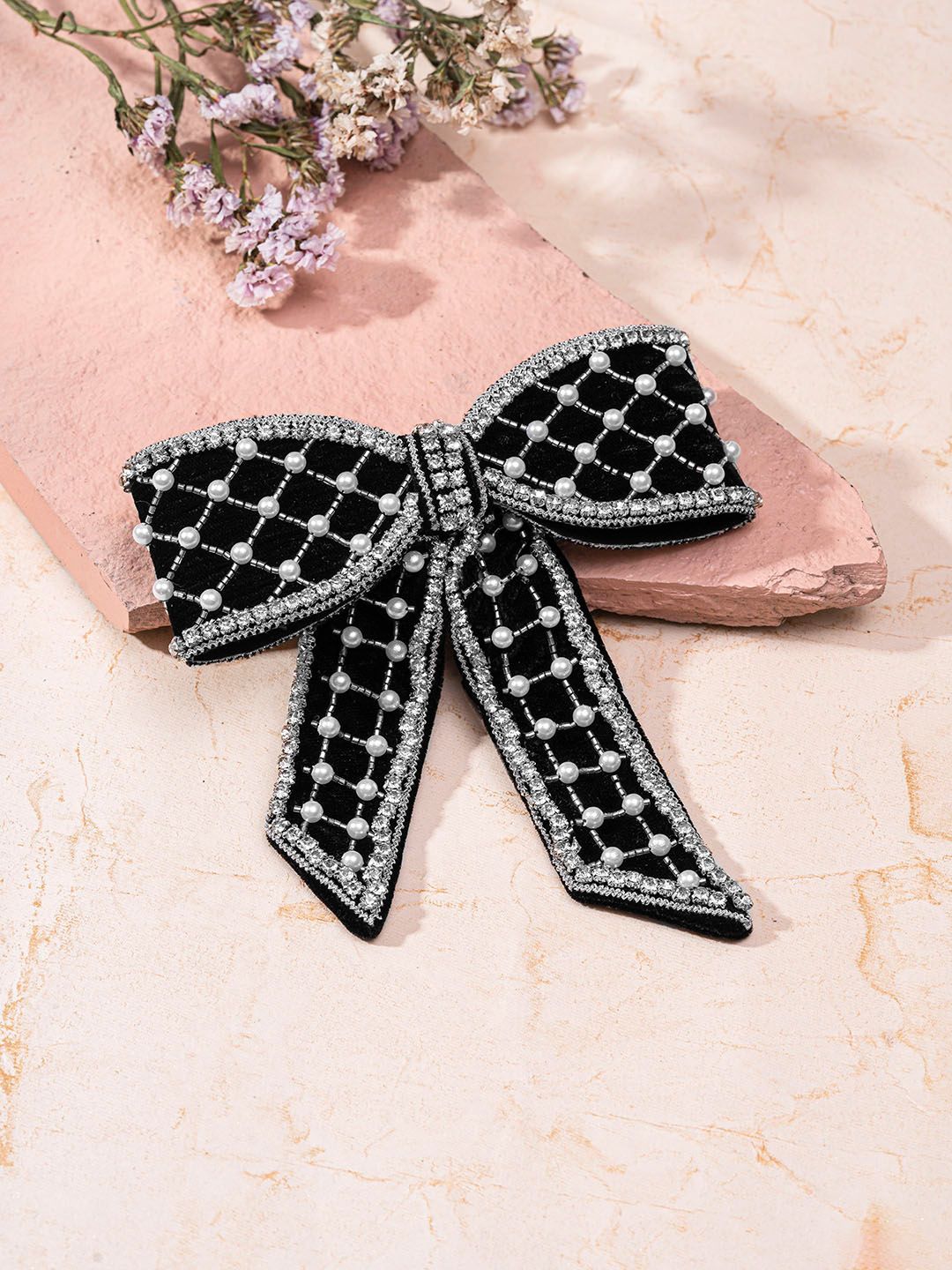 HAIR DRAMA COMPANY Embellished French Bow Barrette-image-42