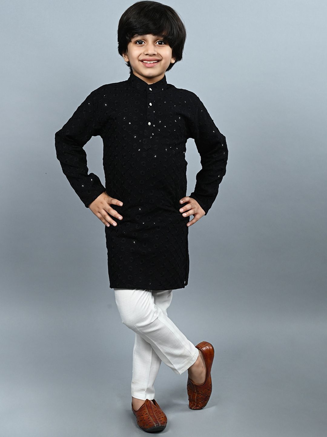 ahhaaaa Ethnic Motifs Embroidered Sequinned Kurta with Pyjamas-picture-52