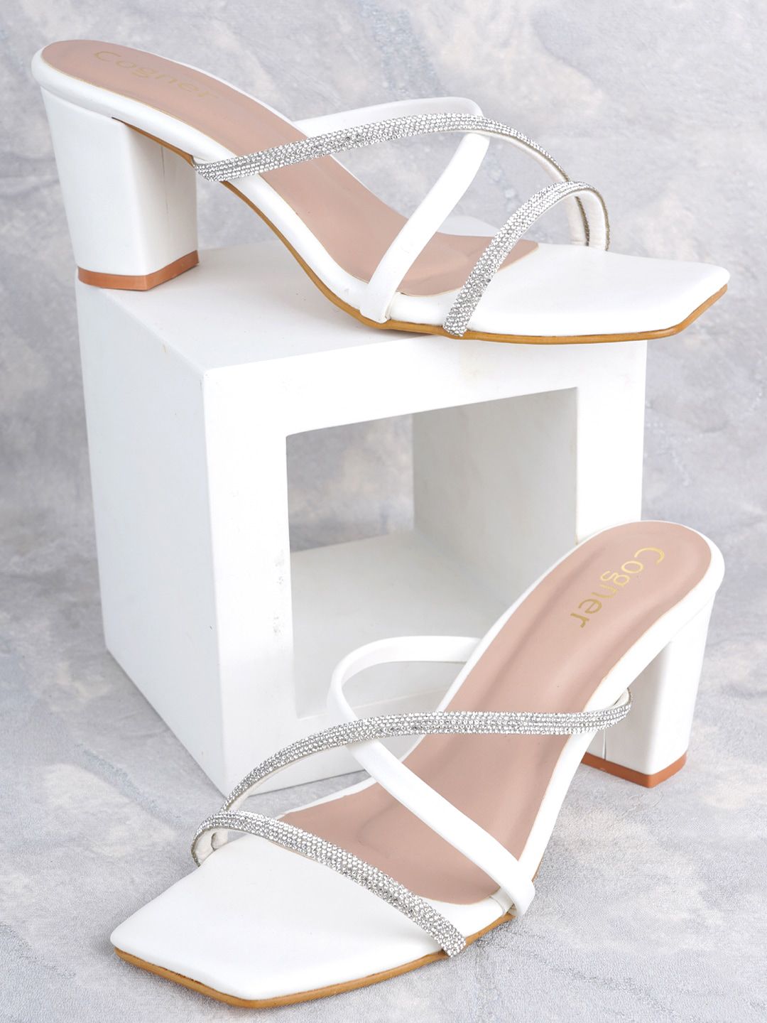 Cogner Embellished Open Toe Block Heels-picture-21