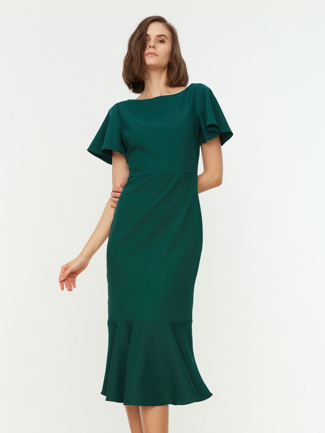 Trendyol Flutter Sleeves Sheath Midi Dress-picture-38