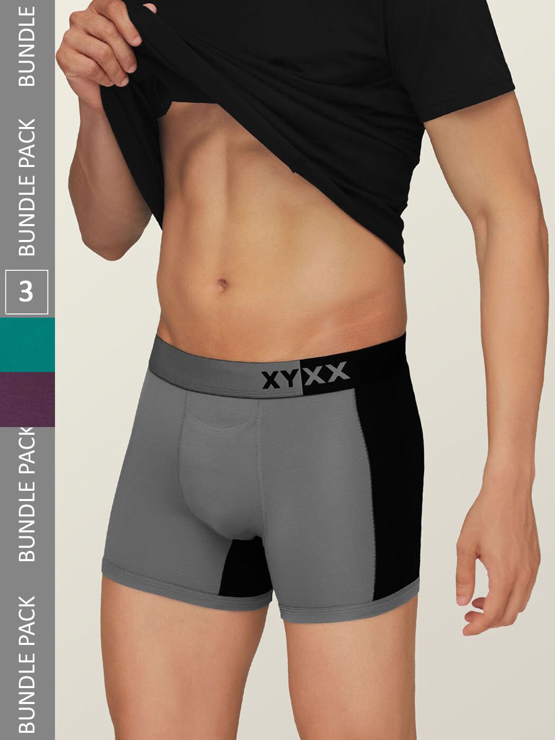 XYXX Men Pack Of 3 Color-Blocked Anti-Microbial Trunks-picture-37