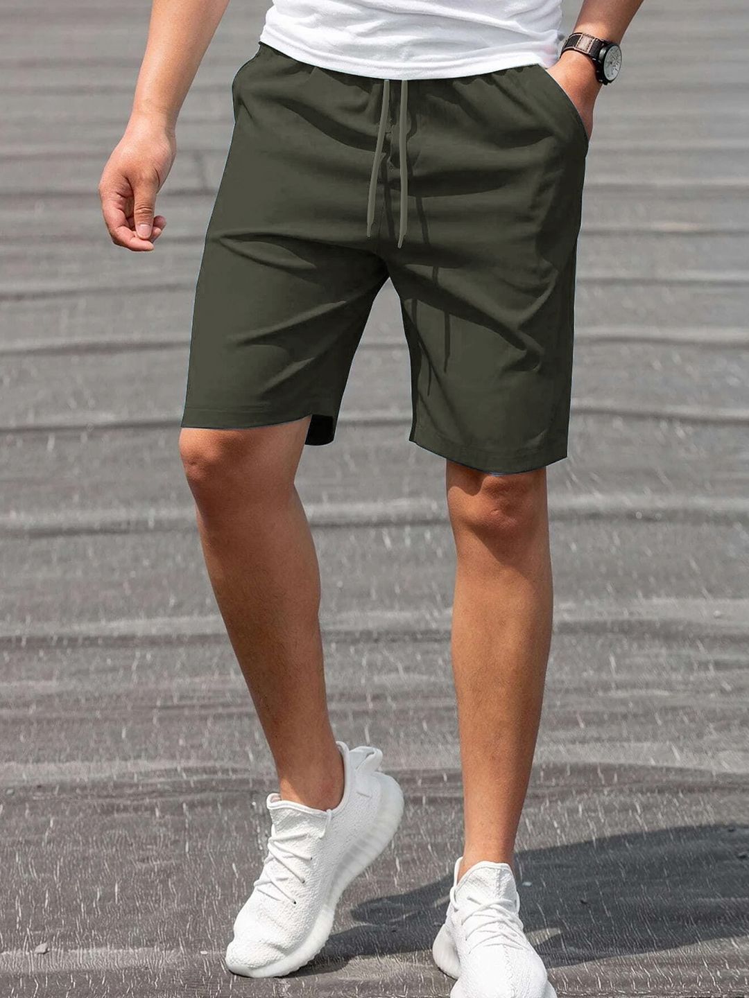 NOBERO Men Mid Rise Drawstring Cotton Sports Shorts-picture-11