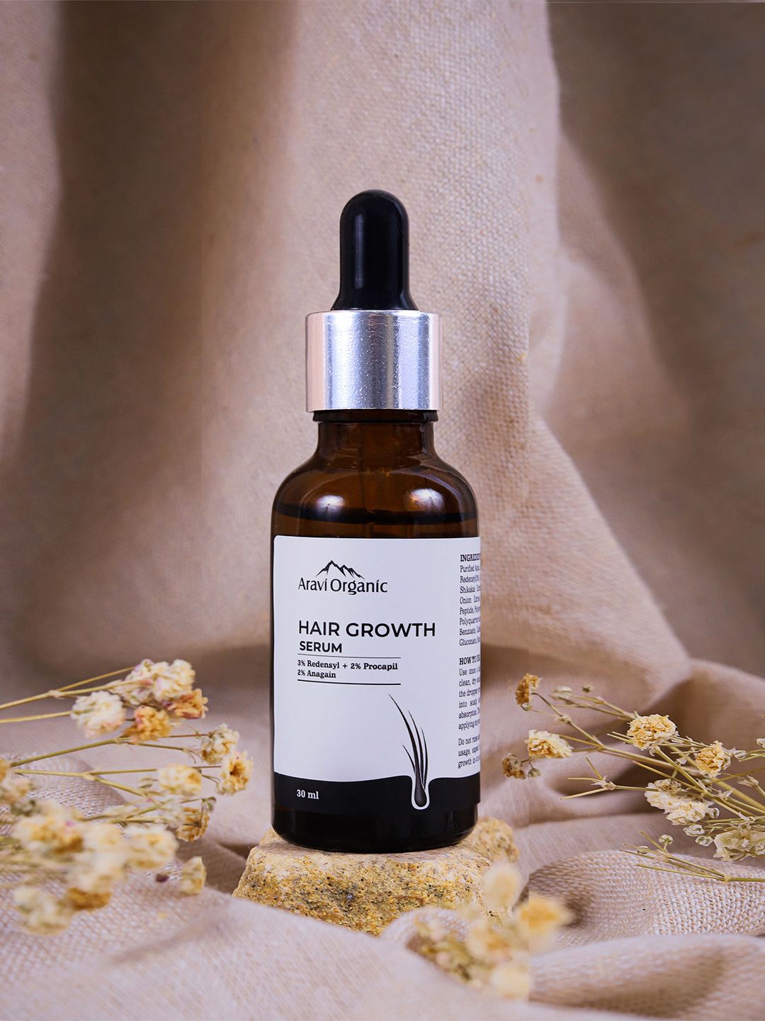 Aravi Organic Hair Growth Serum with 3% Redensyl & 2% Anagain for Hair Fall Control - 30ml-image-3