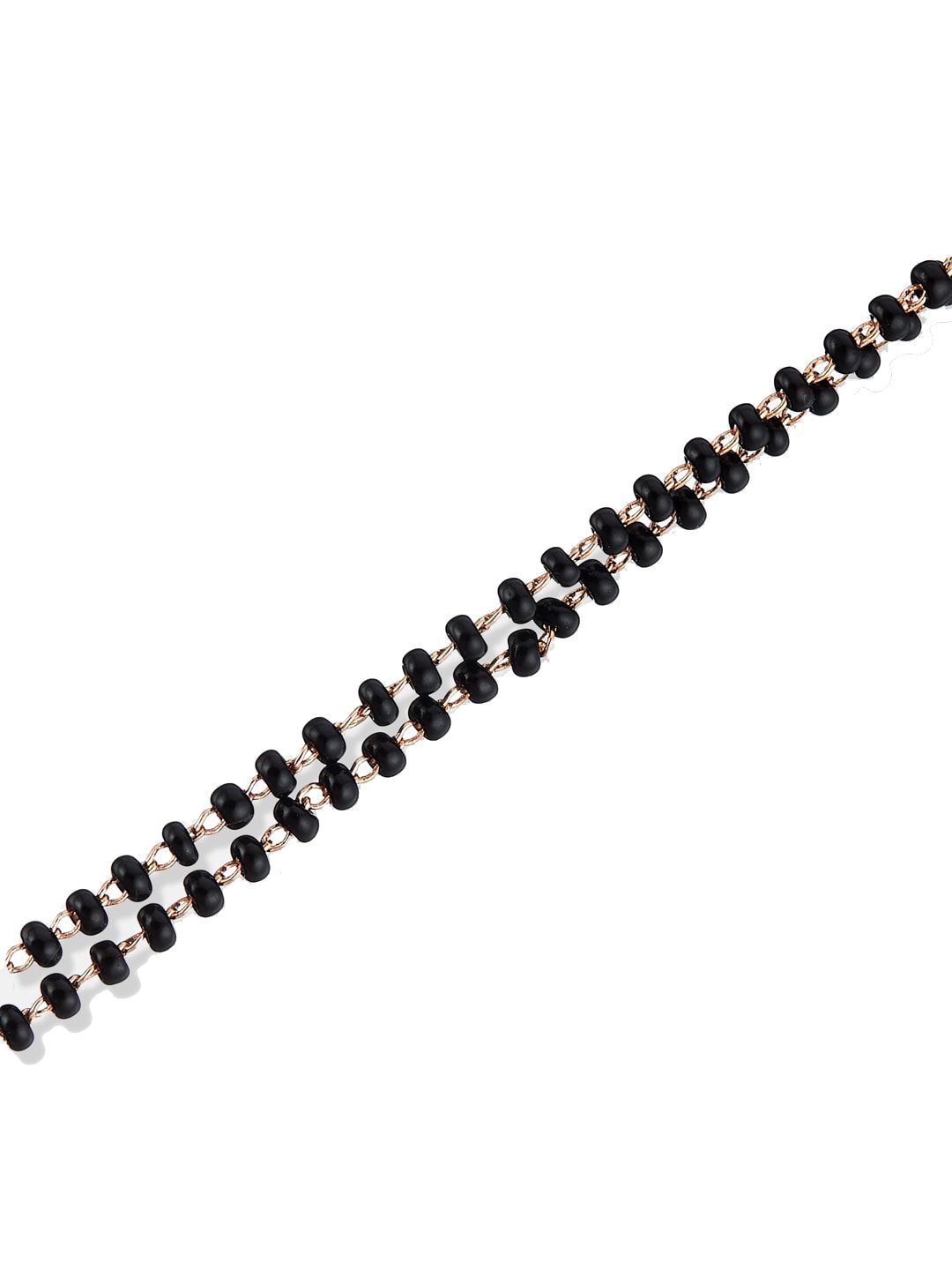 ATIBELLE Gold-Plated AD Stone-Studded & Layered Beaded Mangalsutra