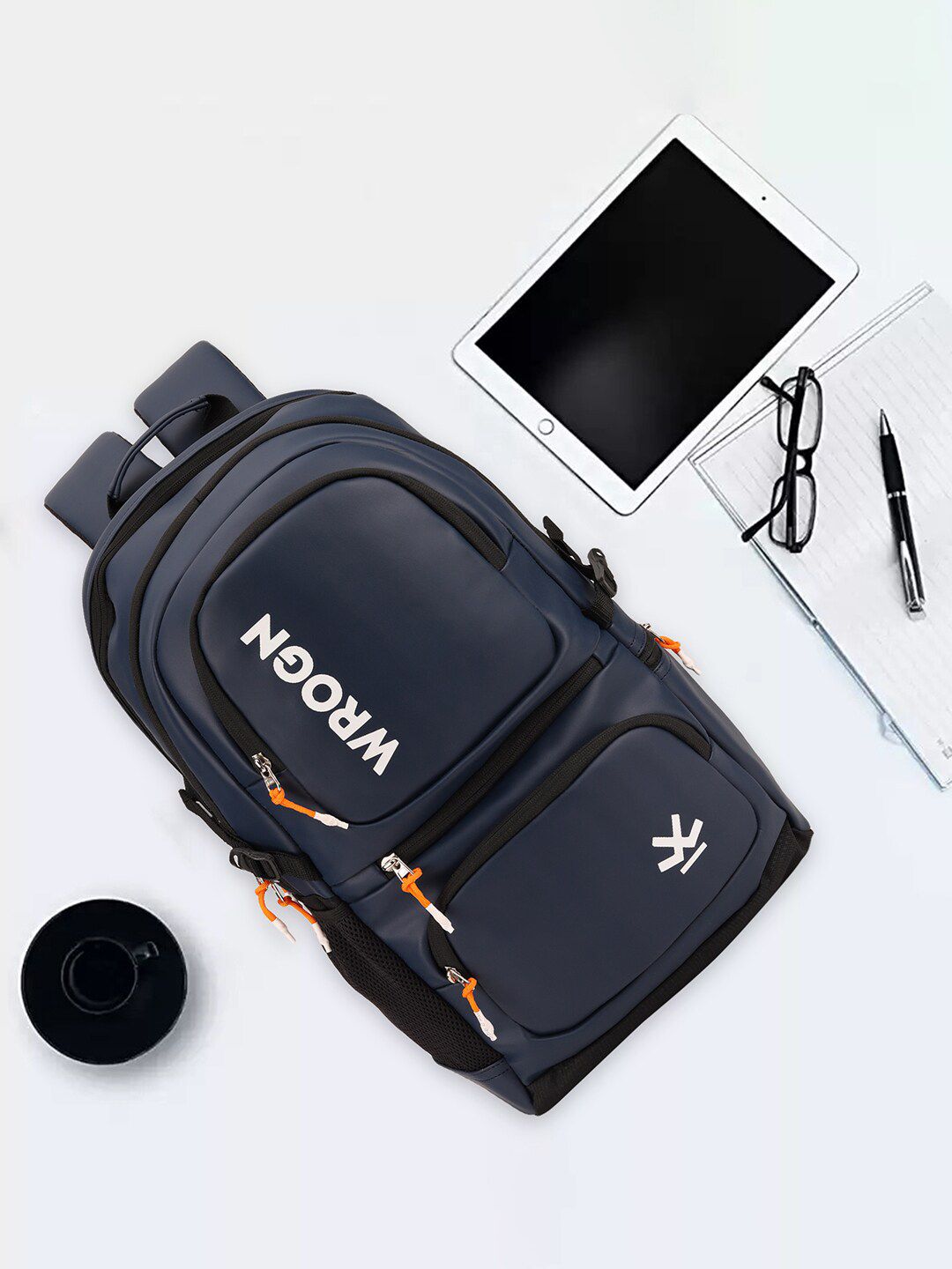 wrogn x fwd WROGN Brand Logo Printed Padded Backpack With Rain Cover-picture-45