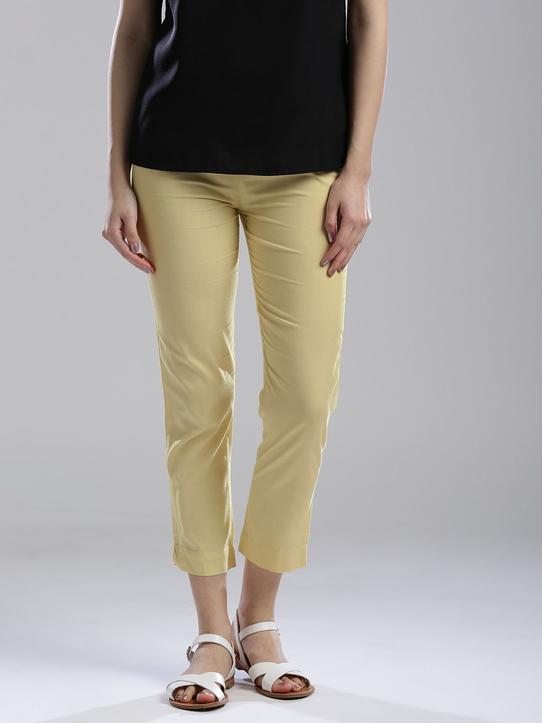 WISHFUL by W Women Cream-Coloured Solid Cropped Ethnic Trousers-picture-56