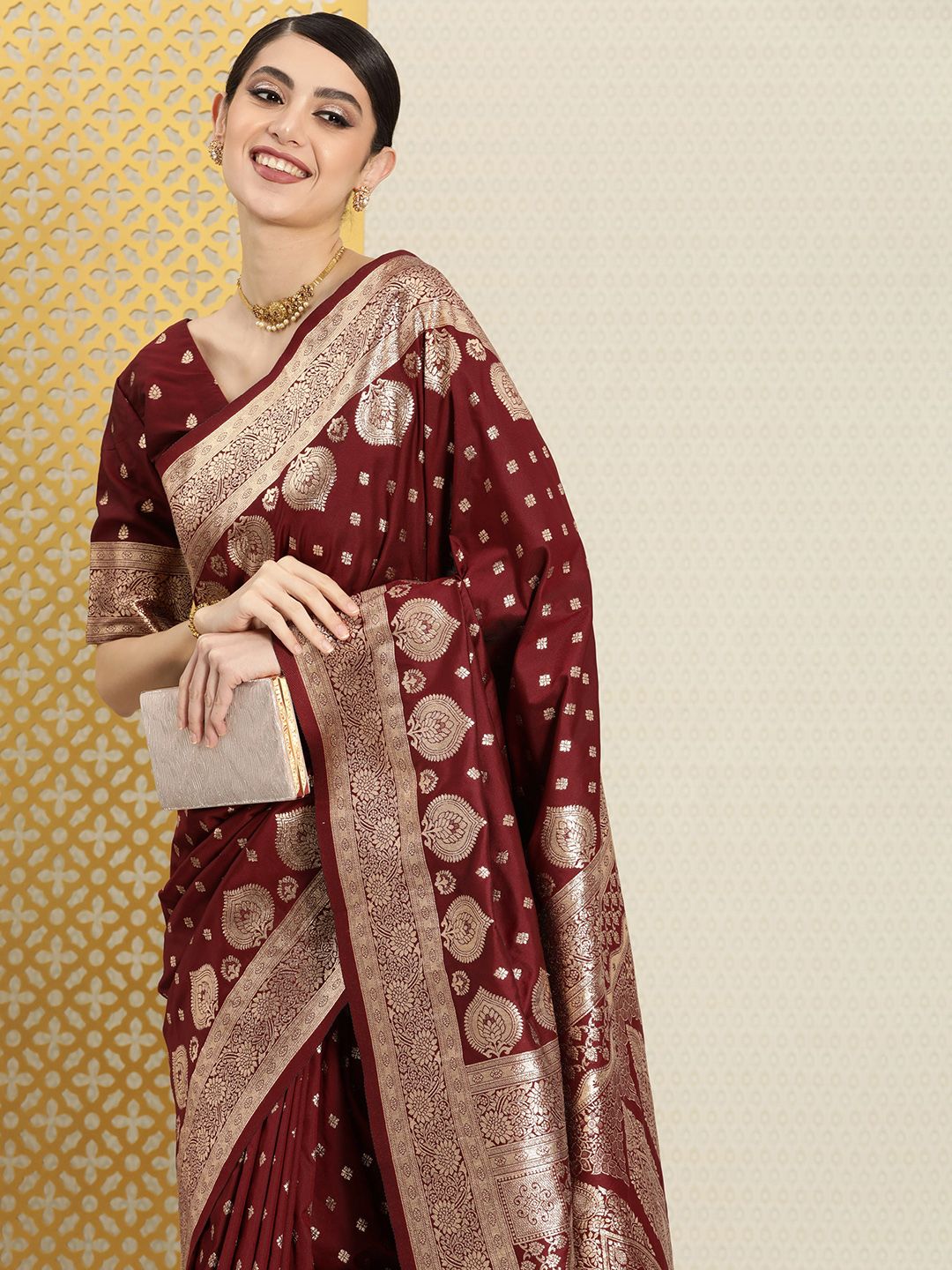 House of Pataudi Ethnic Motifs Zari Banarasi Saree