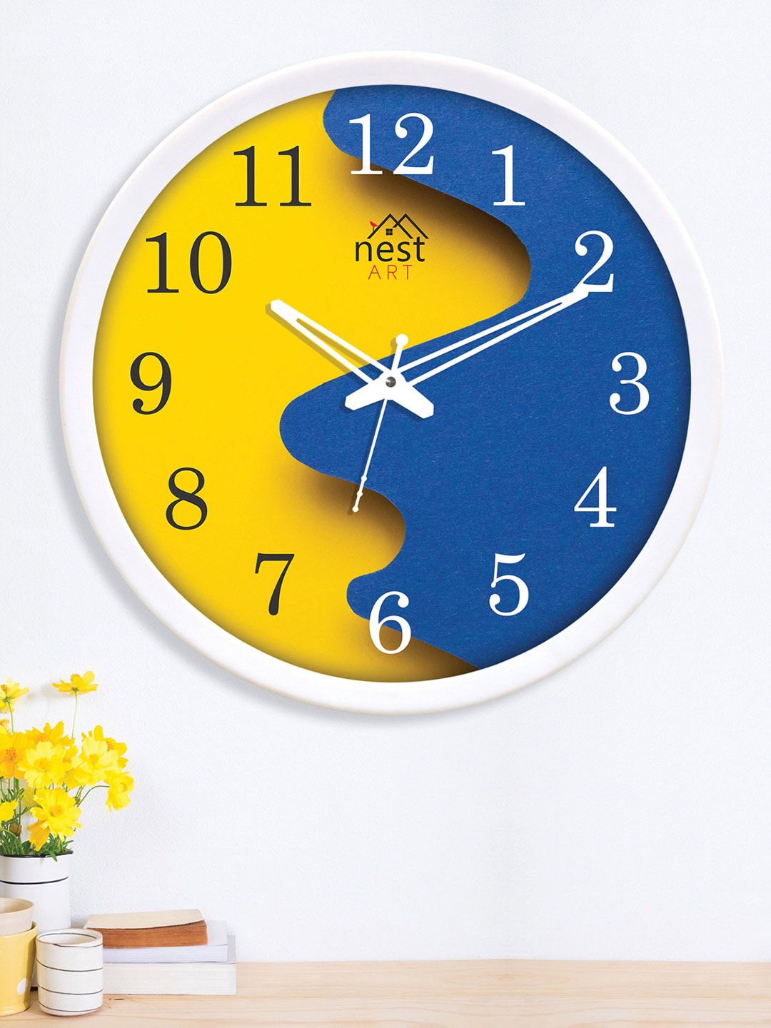 nest ART Yellow & Blue Colourblocked Contemporary Wall Clock-picture-33