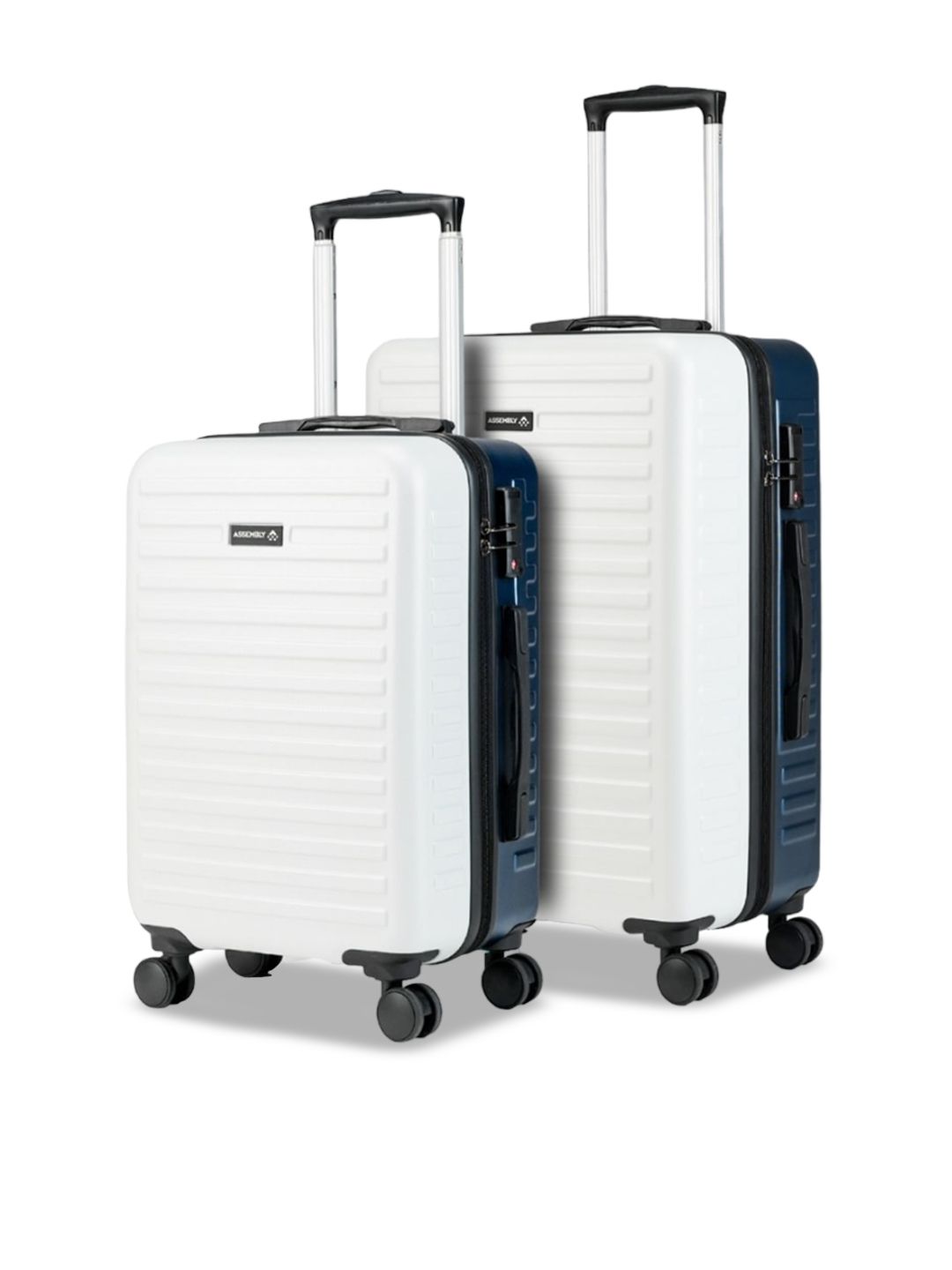 Assembly White Set Of 2 Textured Hard Cabin-Sized Medium-Sized Trolley Bags 40L 60L-picture-17