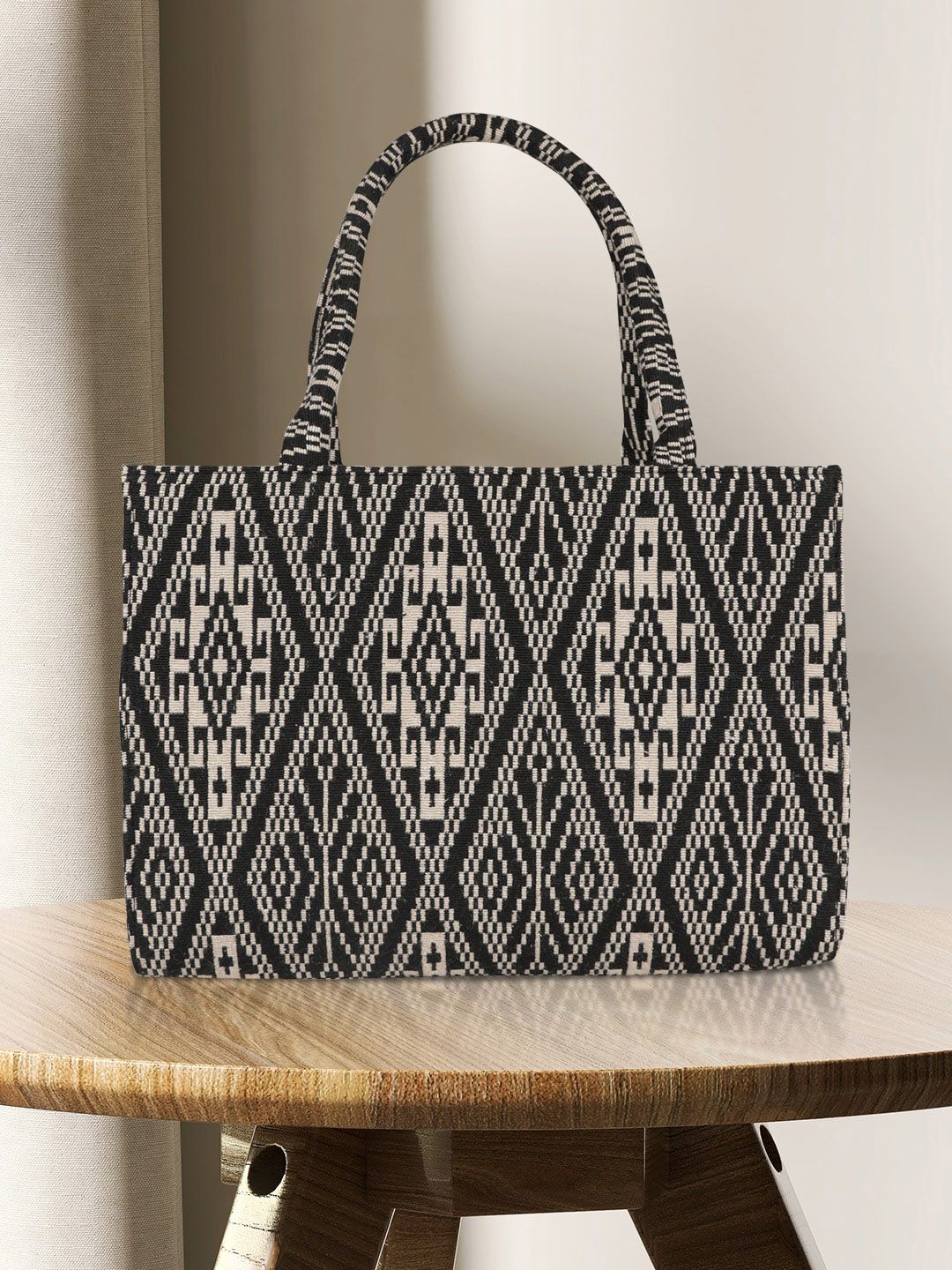 MINI WESST Ethnic Motifs Structured Tote Bag-image-3
