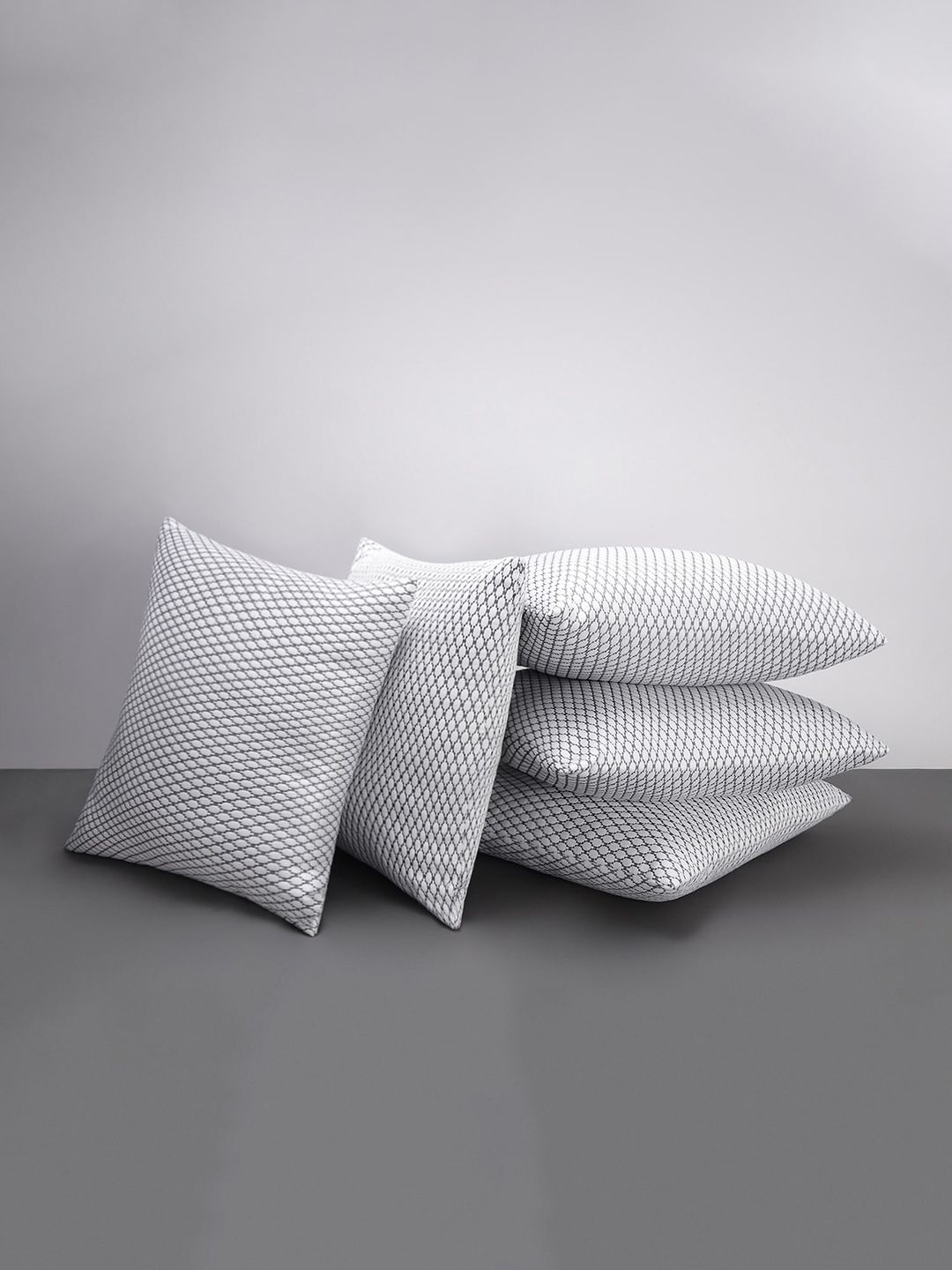 LA VERNE Premium White & Grey 5 Pieces Printed Pre-filled Cushion-picture-44