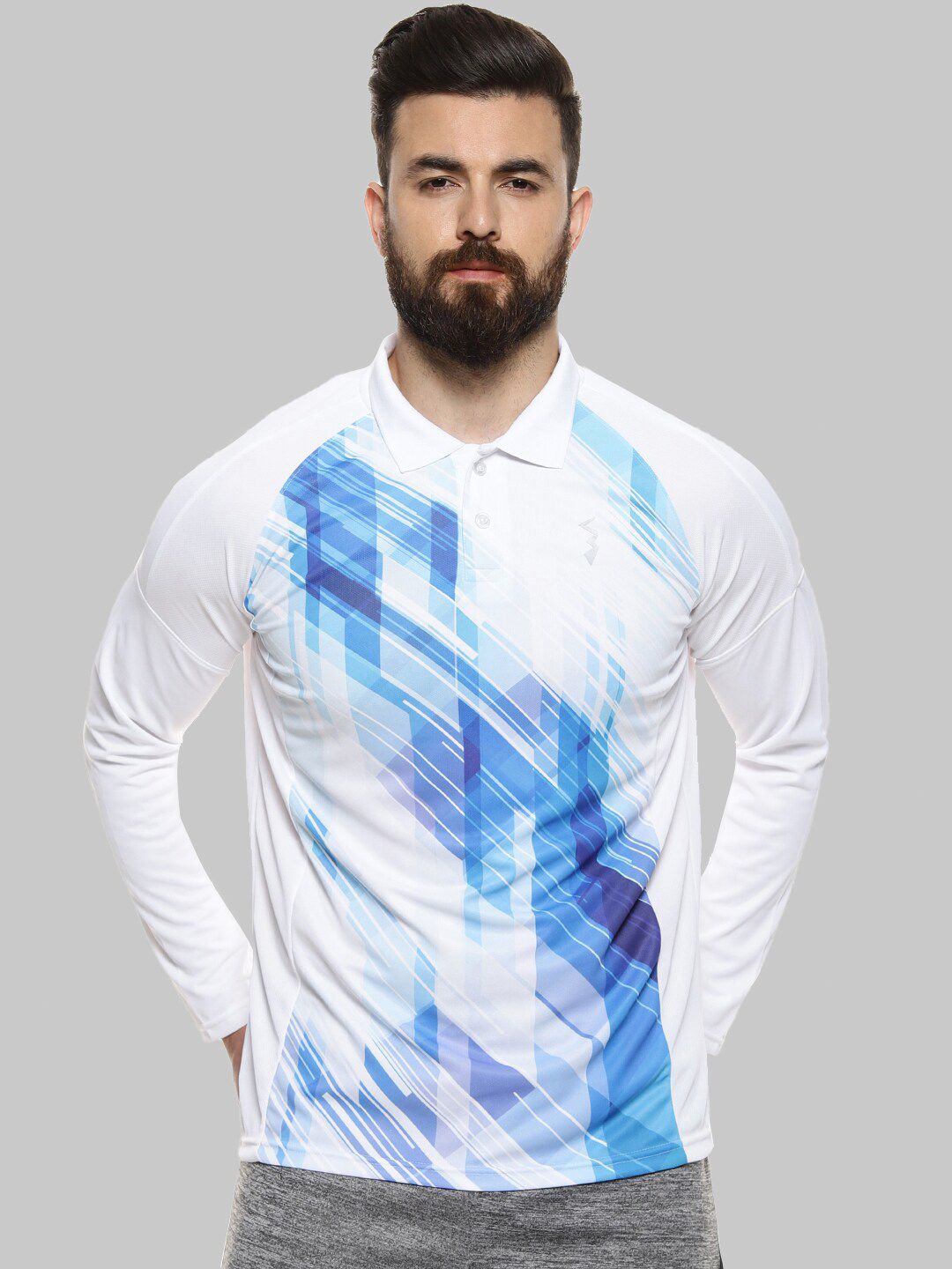 Campus Sutra Long Raglan Sleeves Polo Collar Sports T-shirt-image-6