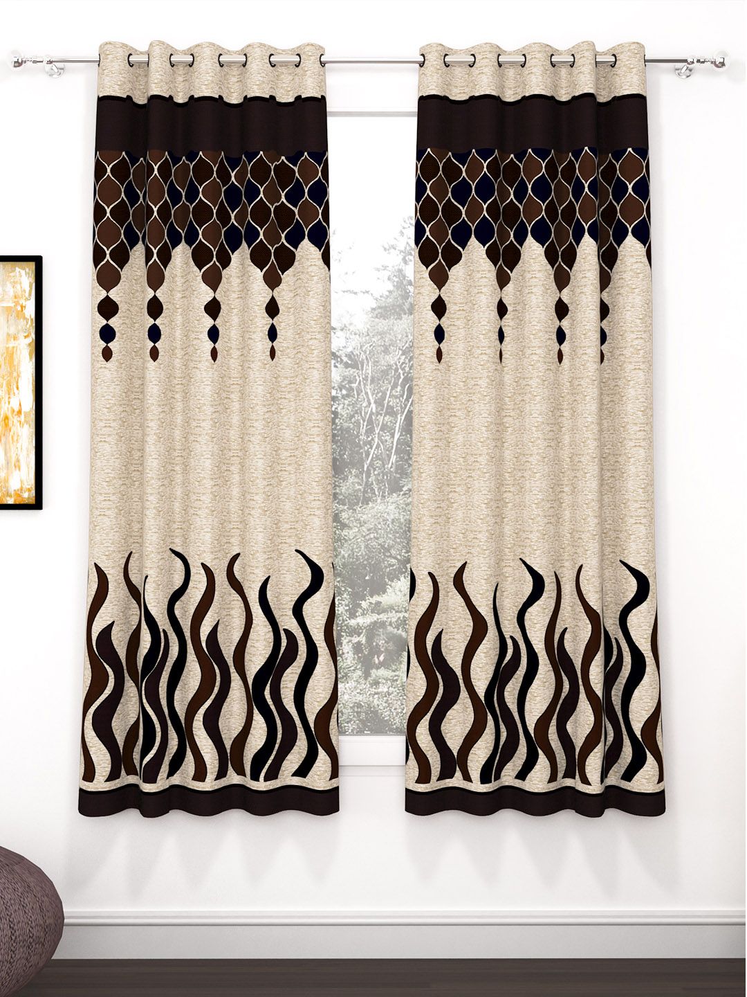 Story@home Brown & Pink 2 Pieces Window Curtain-picture-34