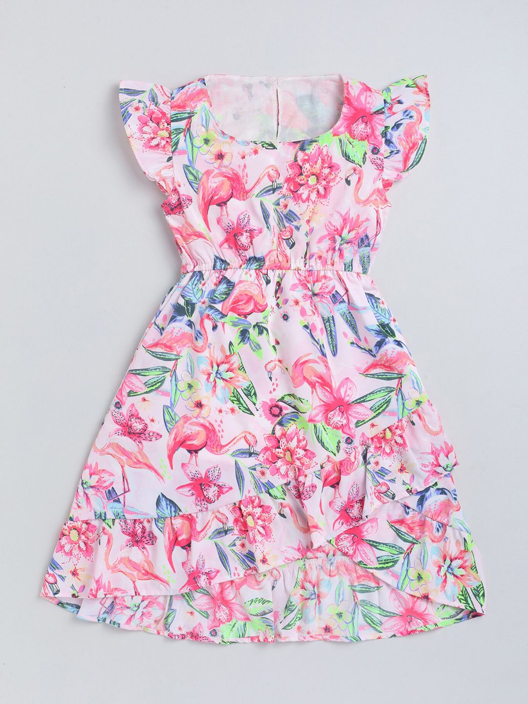 YK Flutter Sleeve Floral Printed Fit & Flare Dress-picture-16