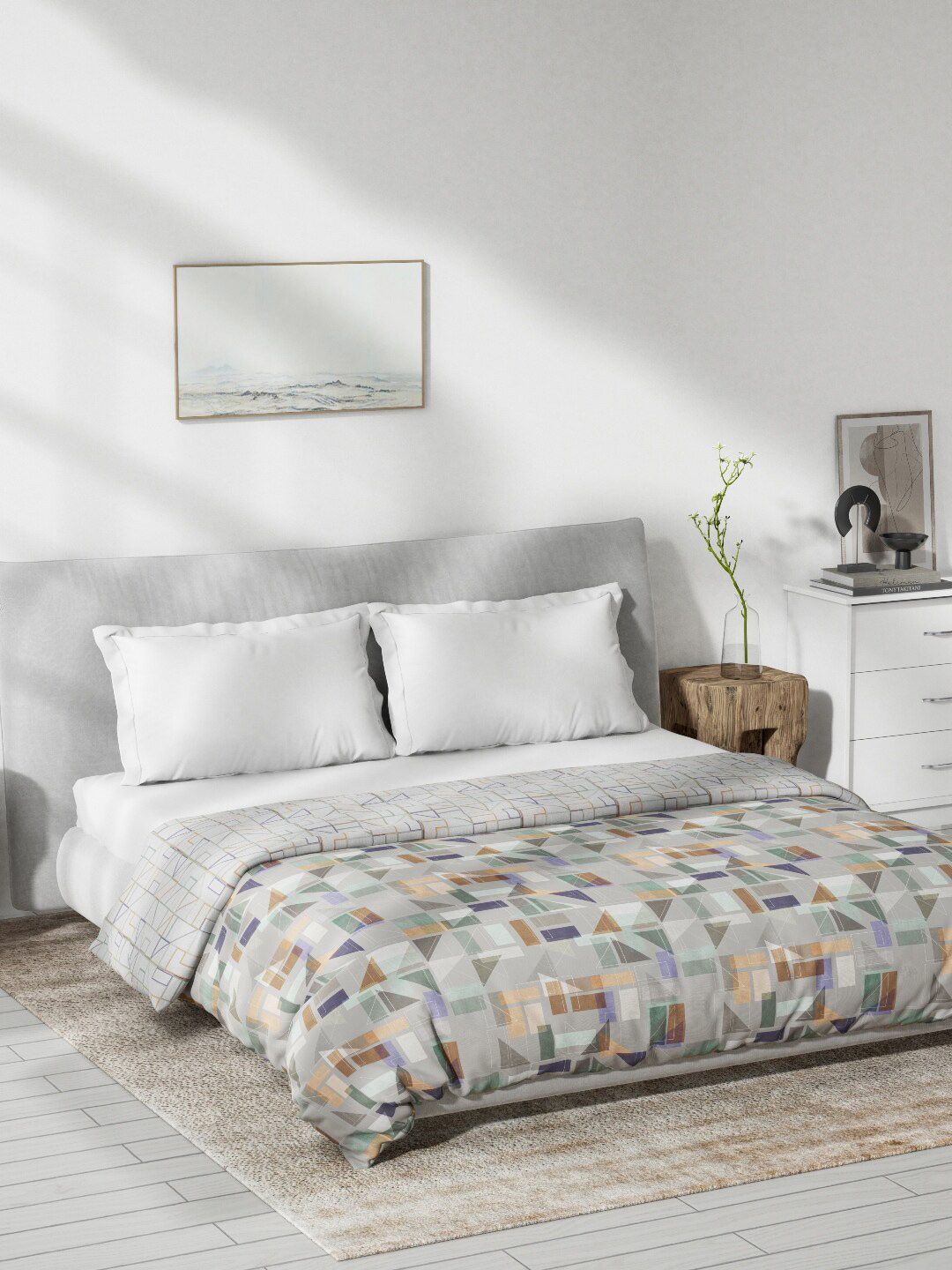 DDecor Grey & White Printed Mild Winter 150 GSM Reversible Pure Cotton Double Bed Dohar-image-27