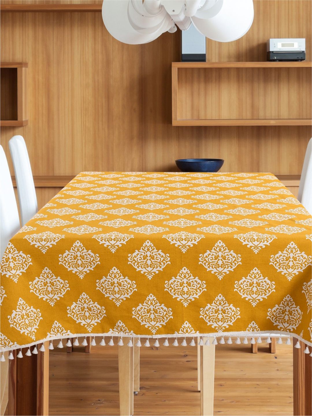 URBAN SPACE Mustard-Yellow Printed Pure Cotton 4-Seater Table Cover-picture-48