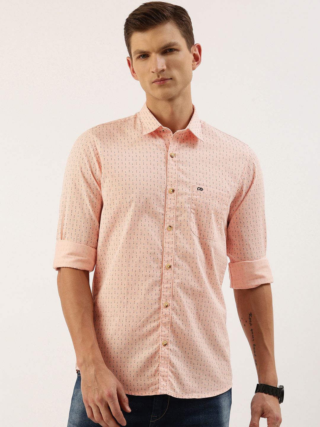 Peter England Men Slim Fit Printed Casual Shirt