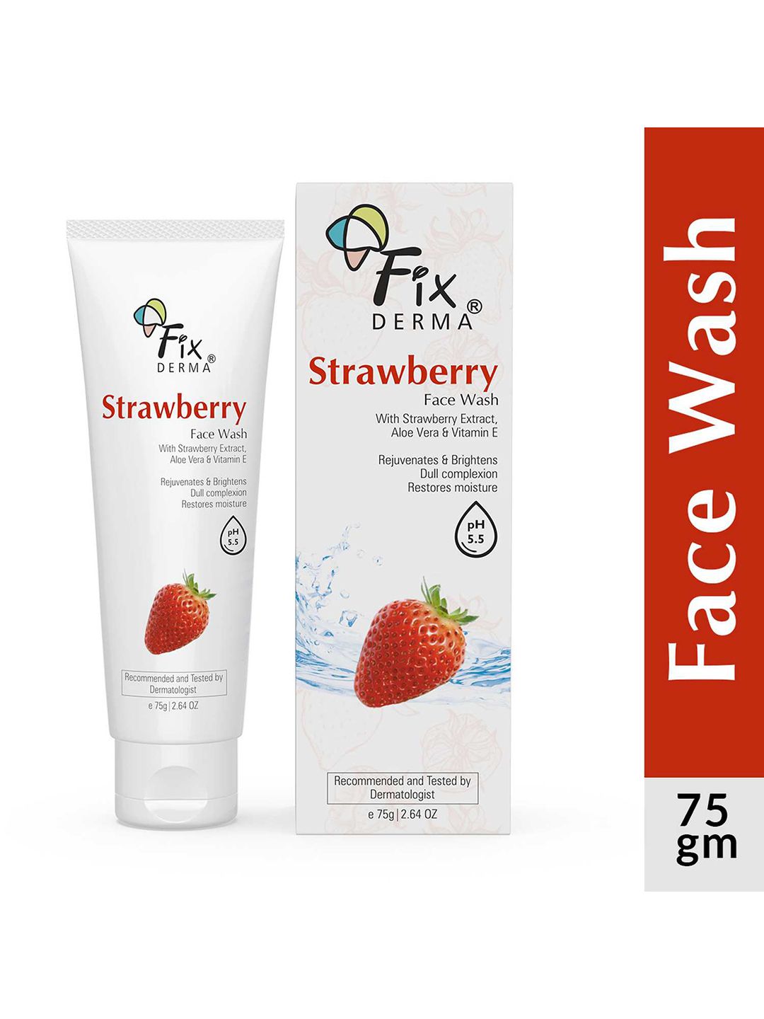FIXDERMA Strawberry Face Wash with Vitamin E & Strawberry Extract - 75gm-image-44