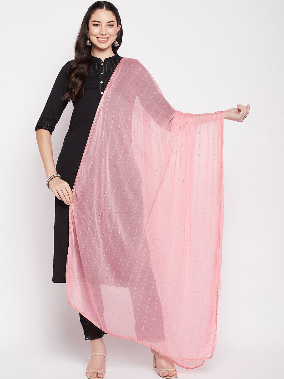 Clora Creation Embroidered Dupatta with Sequinned