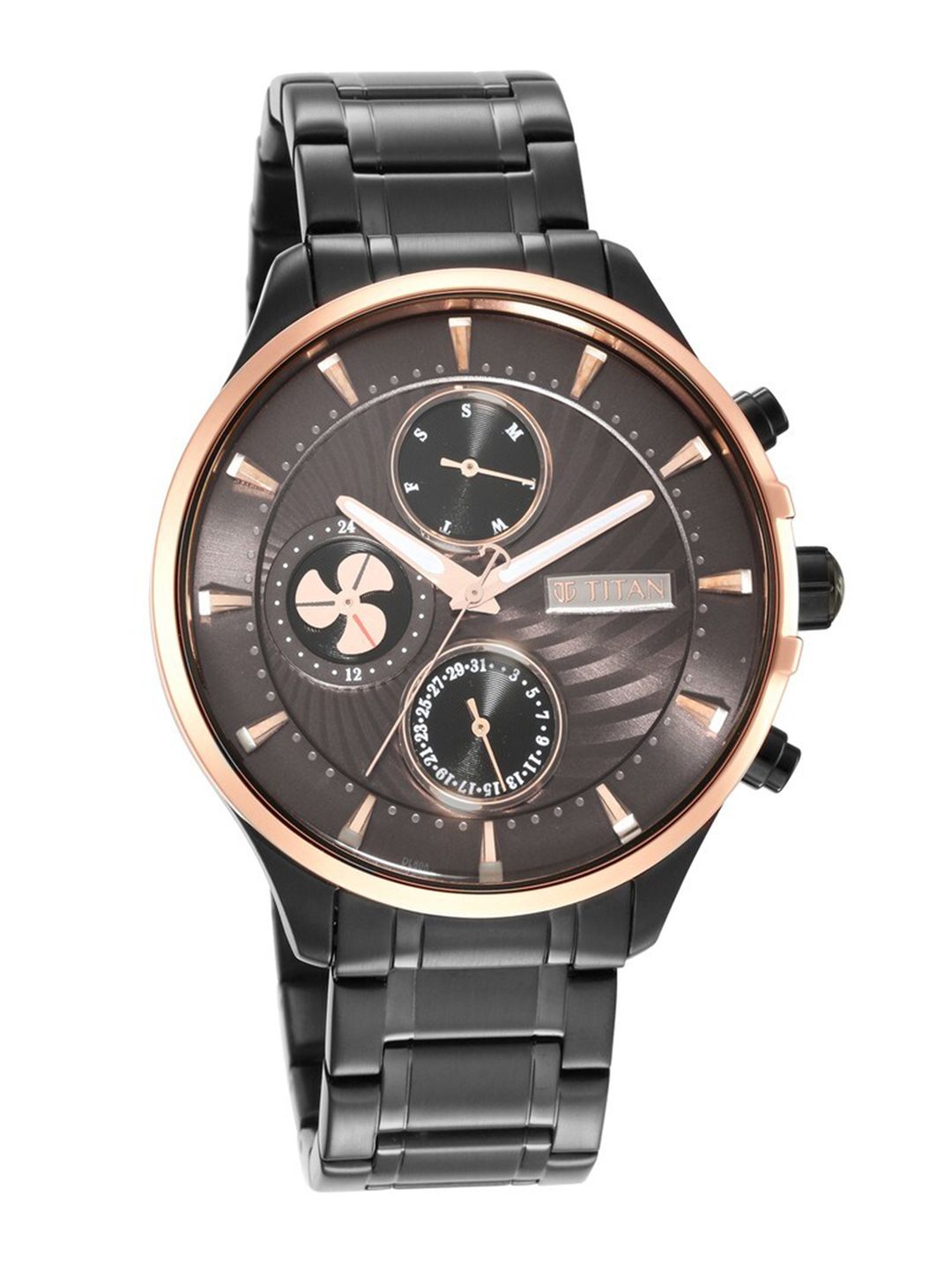 Titan Men Textured Stainless Steel Bracelet Style Straps Analogue Watch NQ1873KM01-picture-20