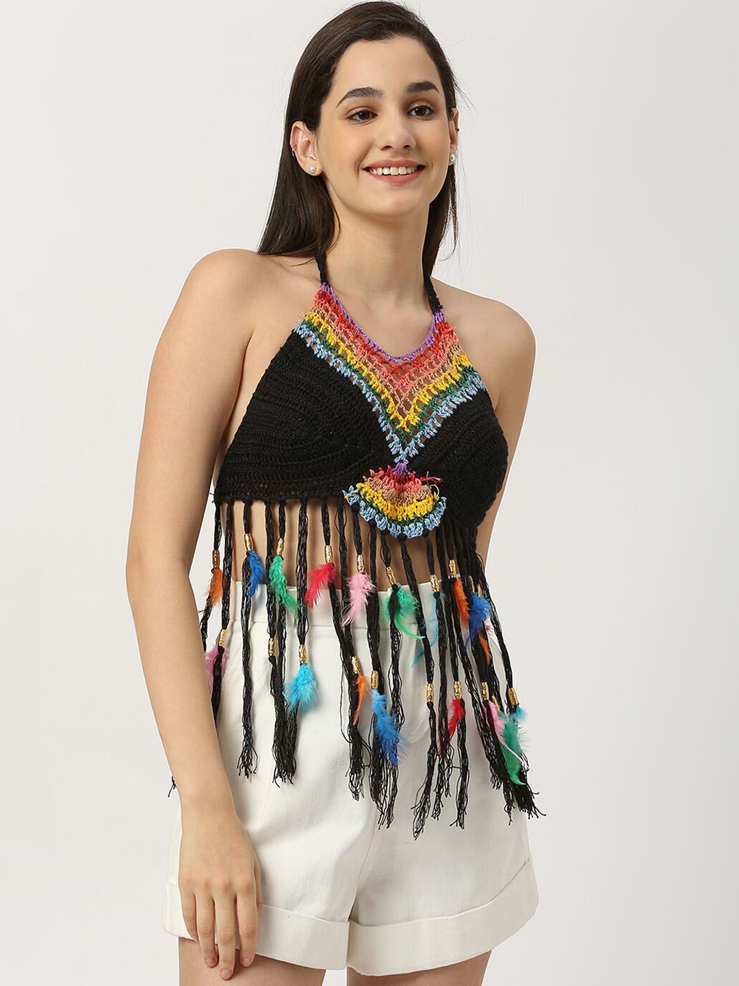 Smarty Pants Halter Neck Crochet Swim Wear Bikini Top