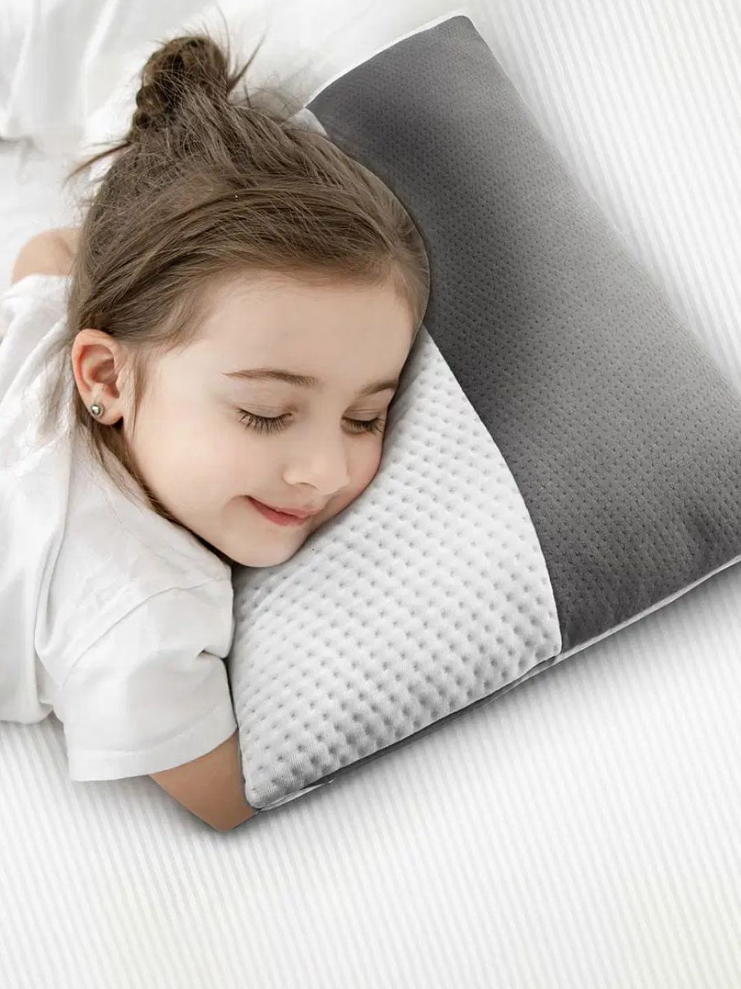 wakefit Kids White & Grey Hollow Fibre Sleeping Pillow-picture-10
