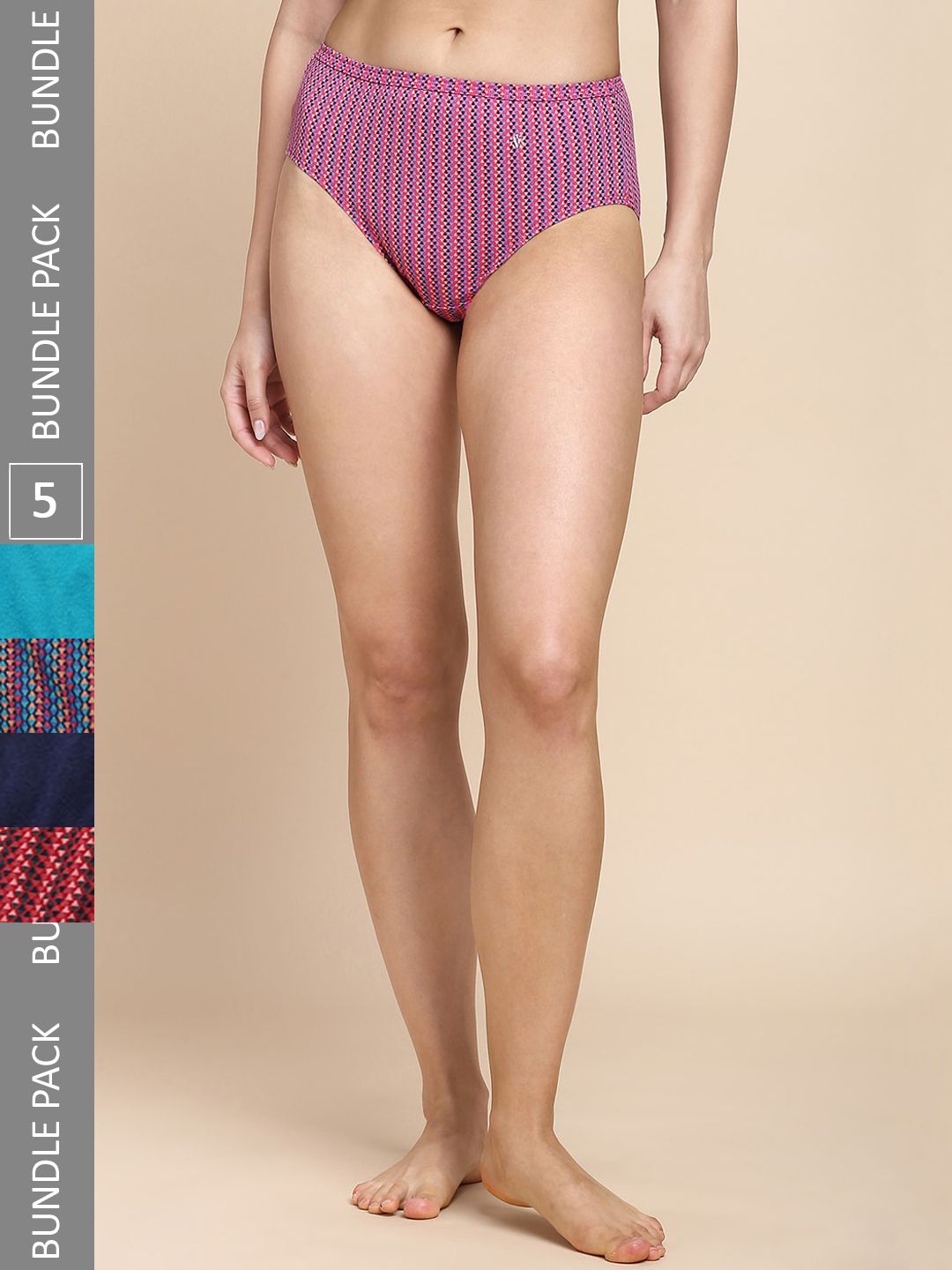 Van Heusen Women Assorted Pack of 5 Anti Bacterial No Marks Waistband Hipster Briefs-image-35