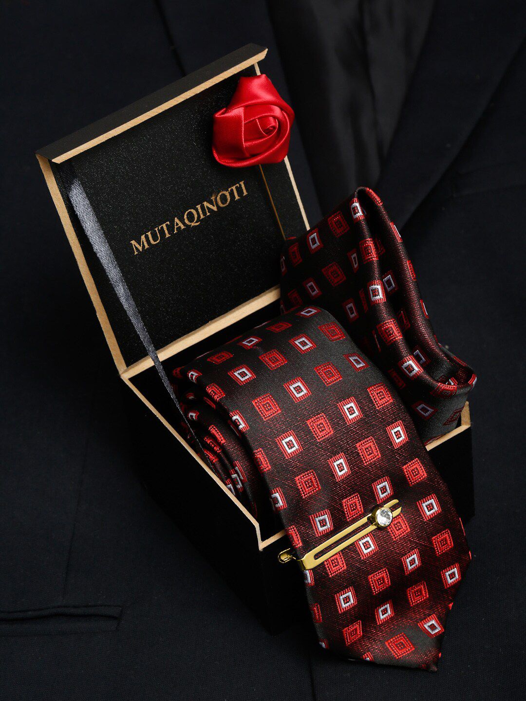 MUTAQINOTI Men Silk Necktie Accessory Gift Set-picture-26
