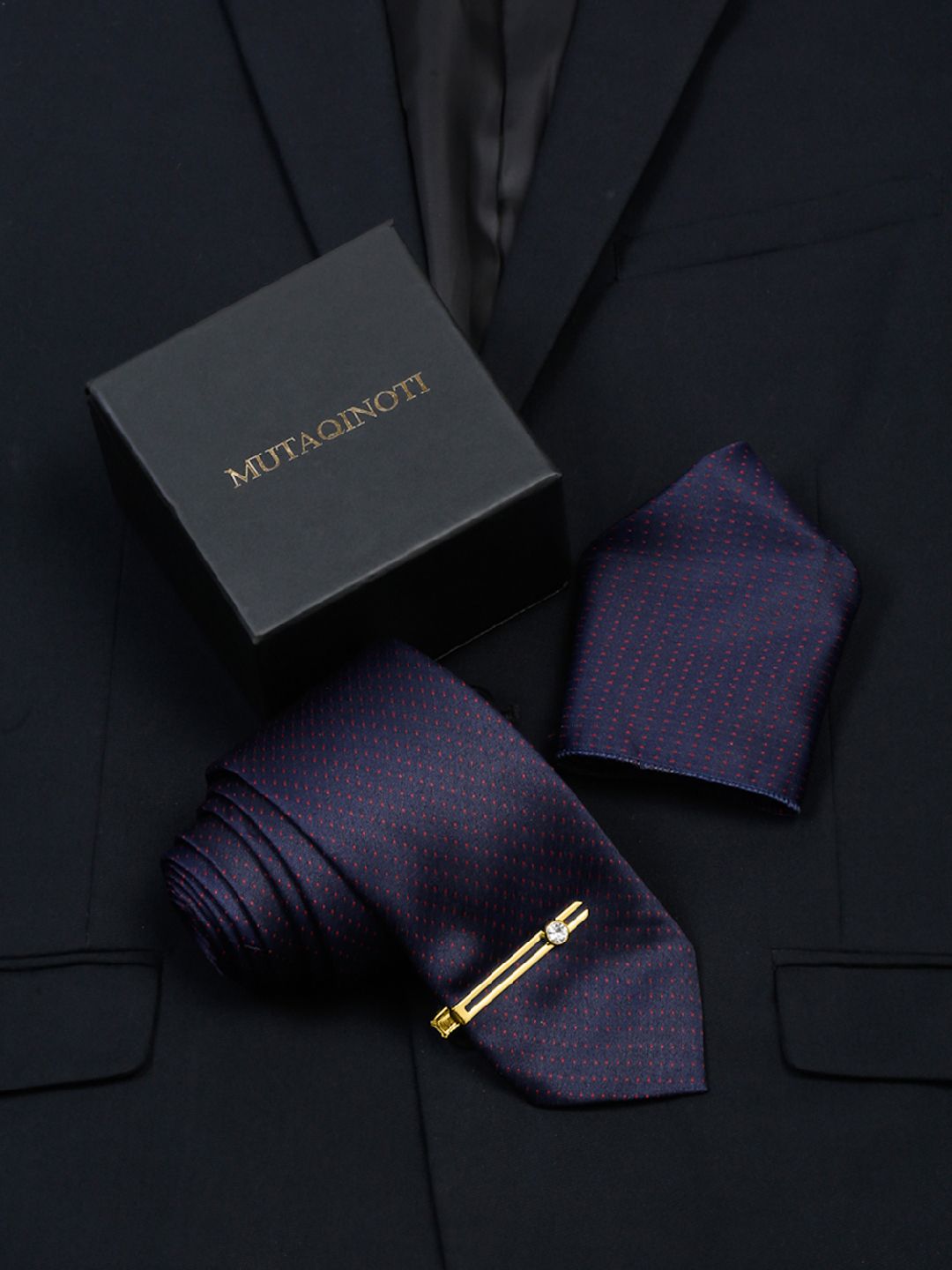 MUTAQINOTI Men Printed Skinny Tie With Tiepin & Pocket Square-picture-48