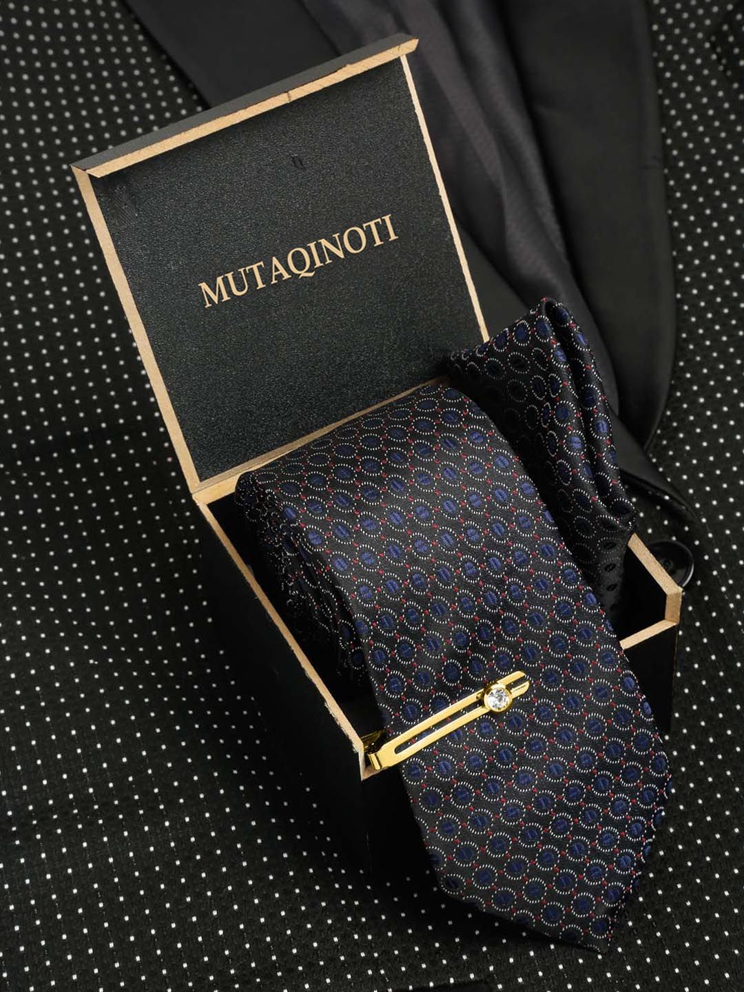 MUTAQINOTI Men Printed Silk Blend Necktie Accessory Gift Set-picture-23