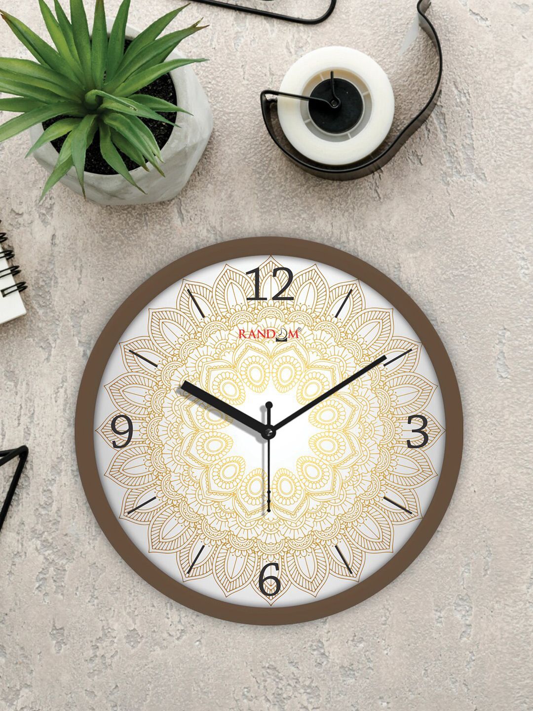RANDOM Brown & Beige Printed Contemporary Wall Clock-picture-17