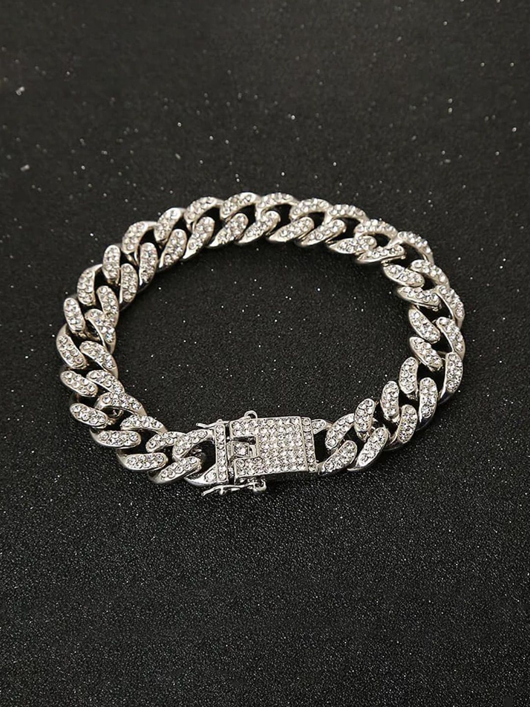Fashion Frill Men Silver-Plated American Diamond Link Bracelet-picture-26