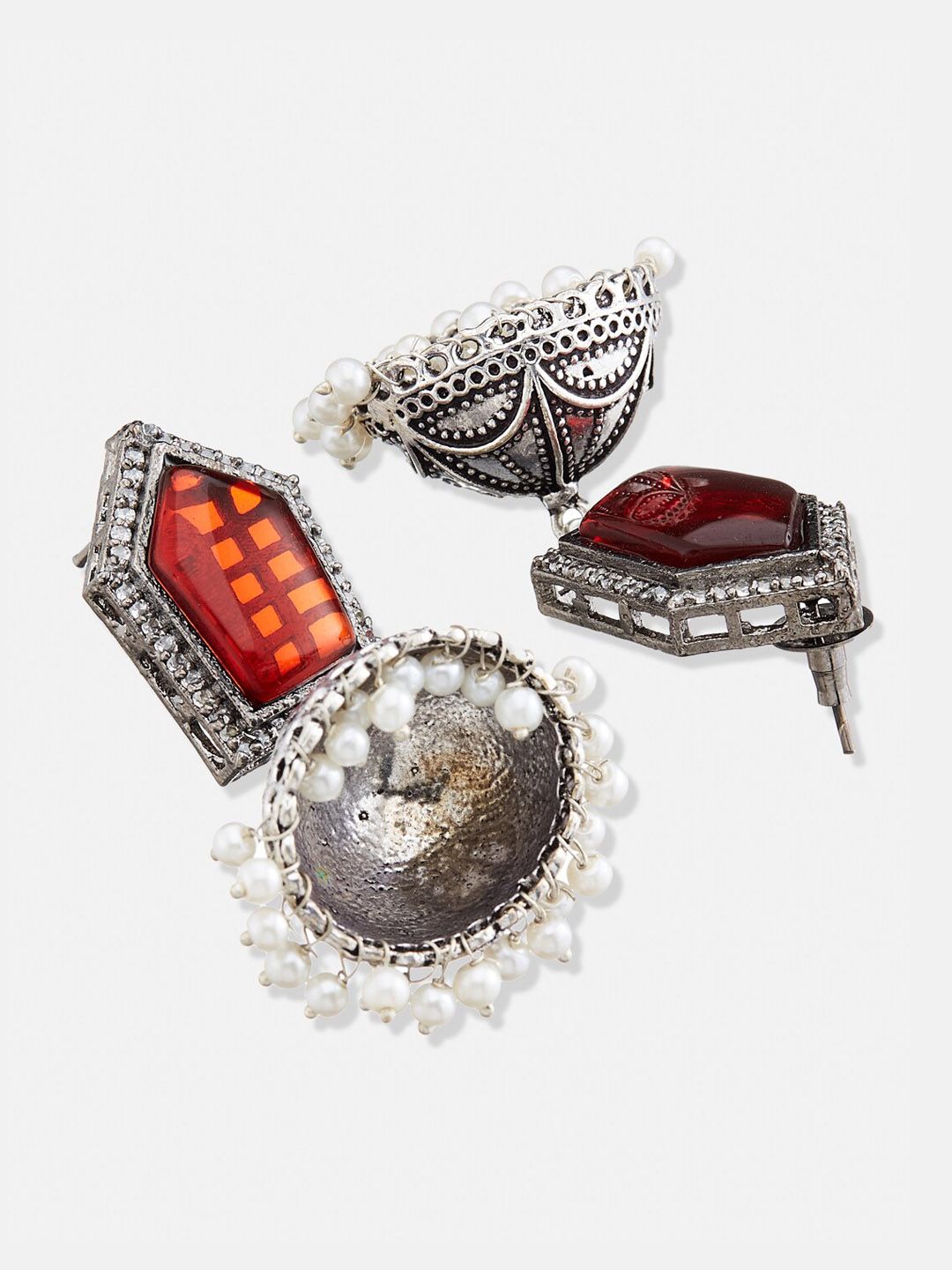 ATIBELLE German Silver-Plated Dome Shaped Jhumkas