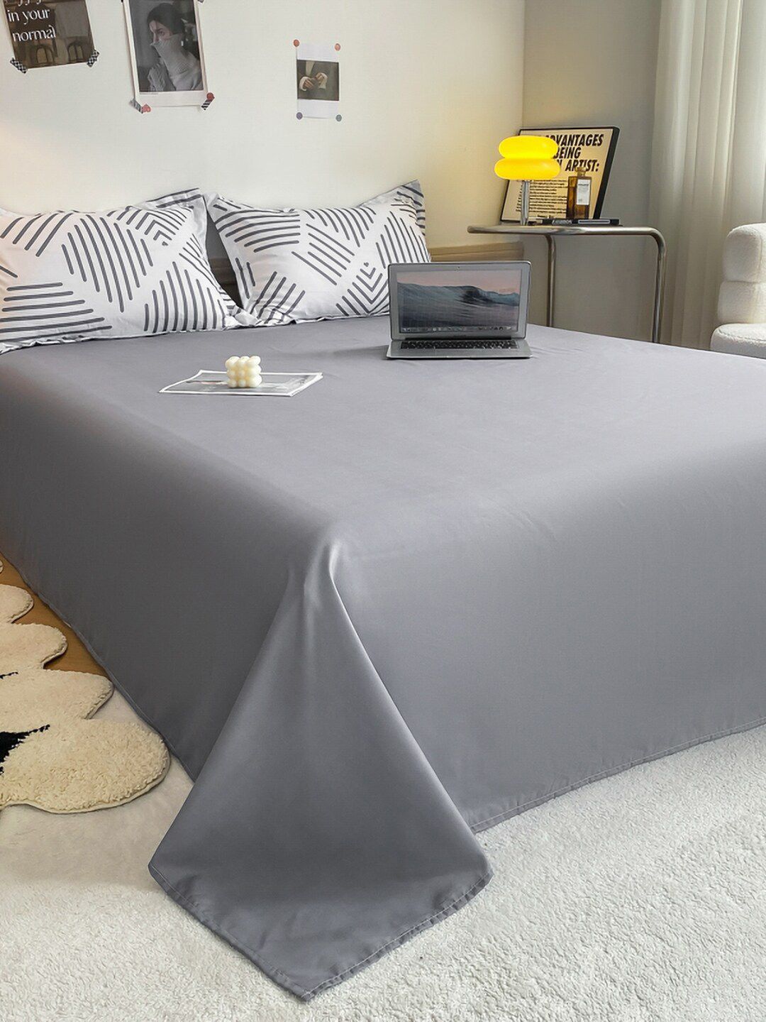 JC HOME Grey & White Printed Single Bedding Set-image-47