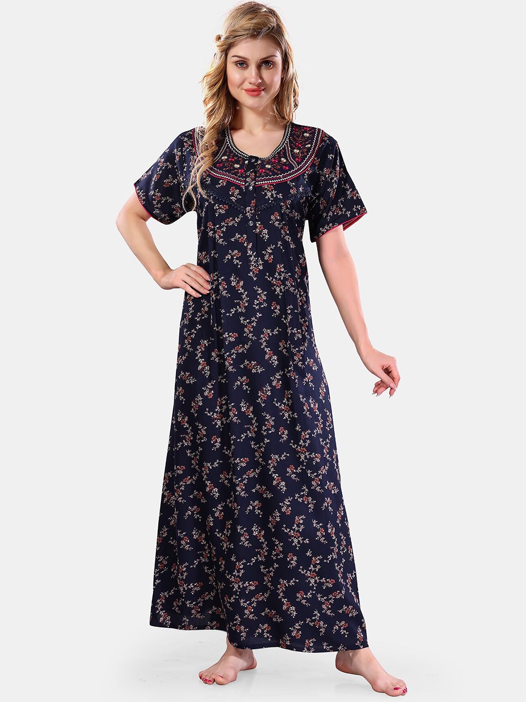 Be You Floral Printed Maxi Nightdress-image-37