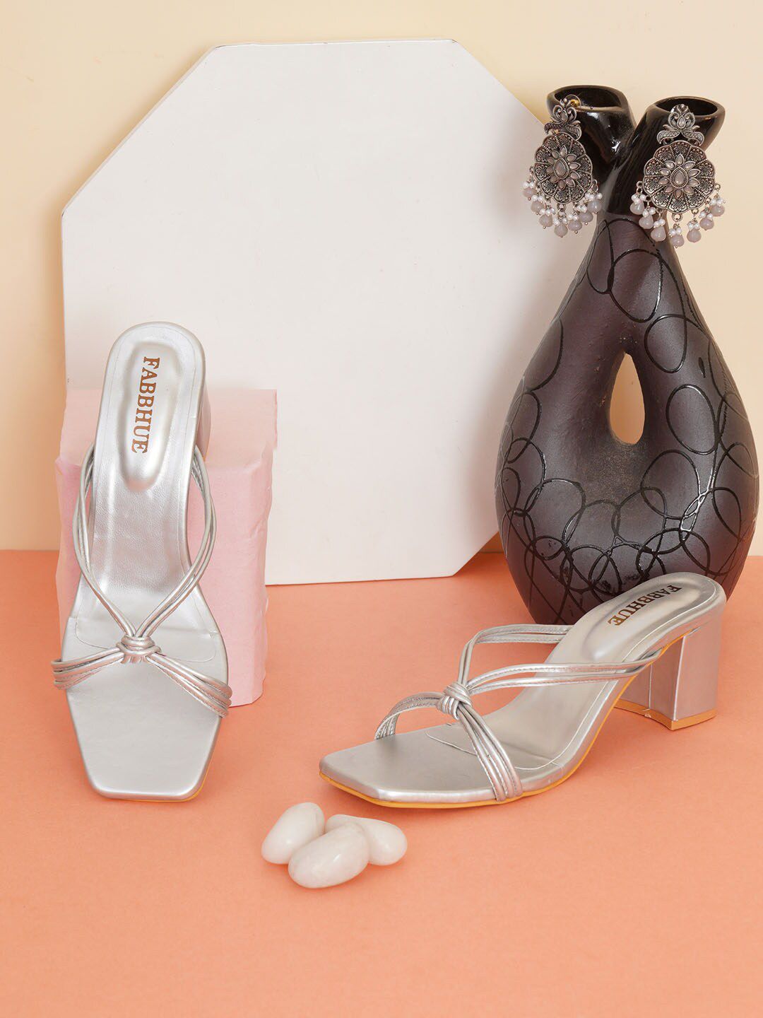 Buy White Heeled Sandals for Women by Fabbhue Online