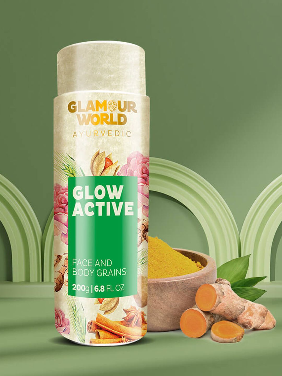 Glamour World Ayurvedic Glow Active Face & Body Grains Pack - 200g-image-3