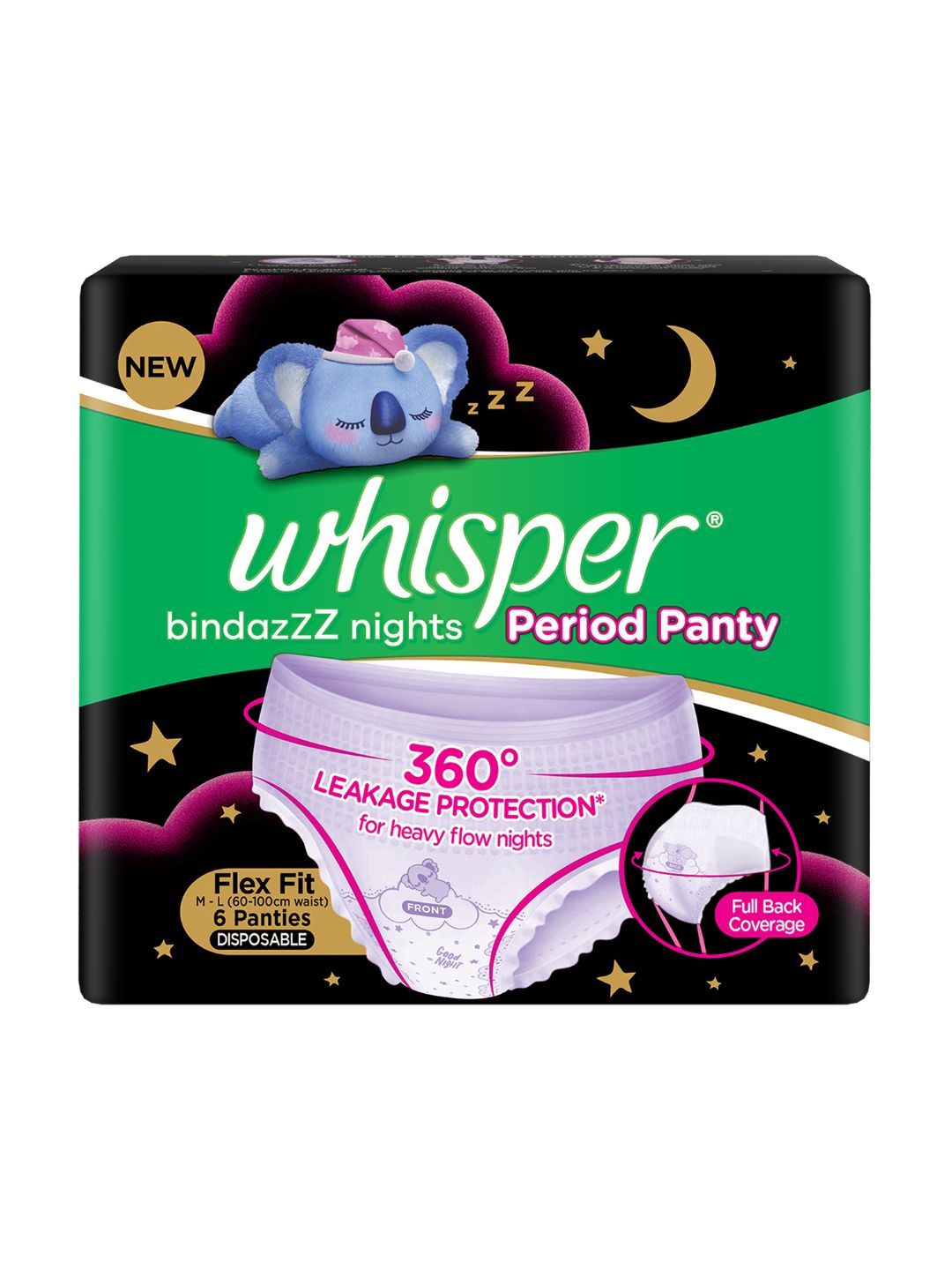 Whisper Bindazzz Night Disposable Period Panties - Size M-L - 6 Pcs-picture-40